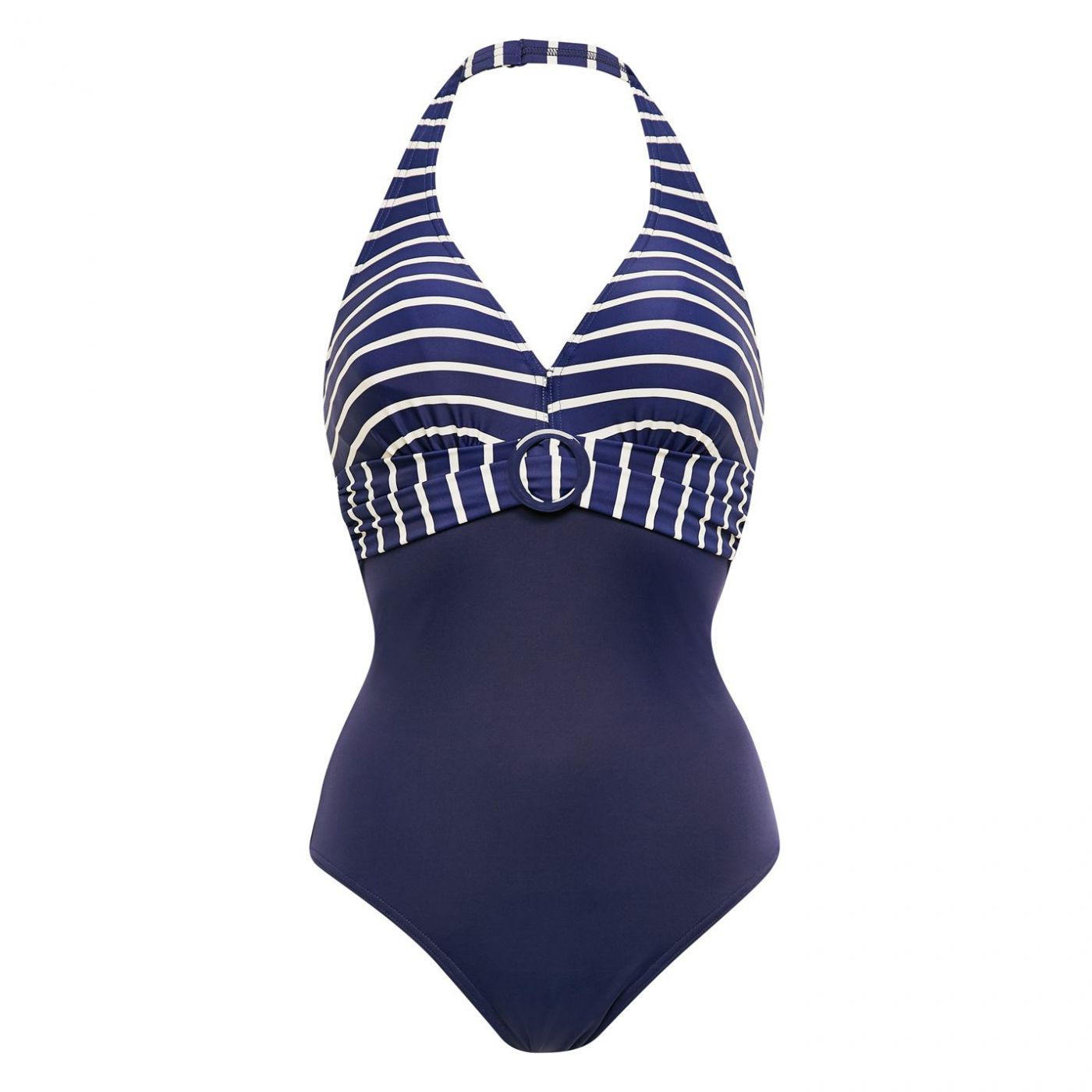 Figleaves Tailor Stripe Underwired Halter Swimsuit