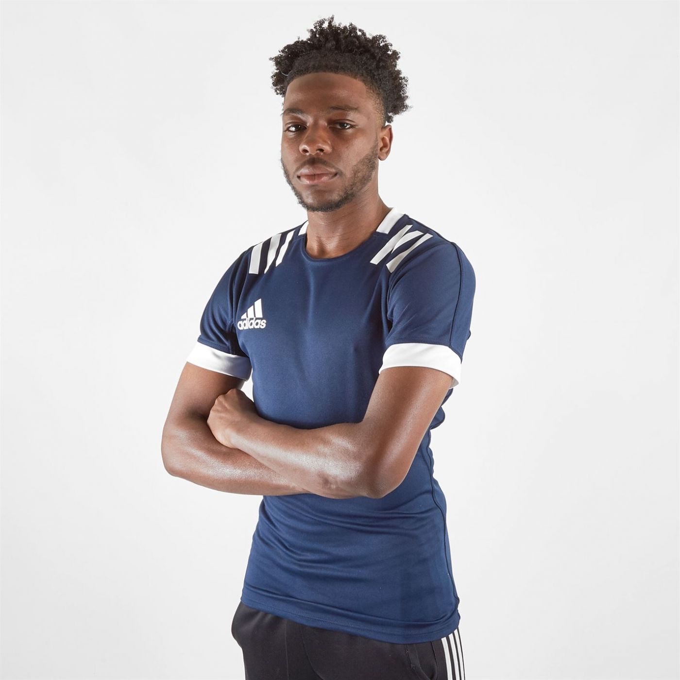Adidas 3 Stripe Short Sleeve T Shirt Mens