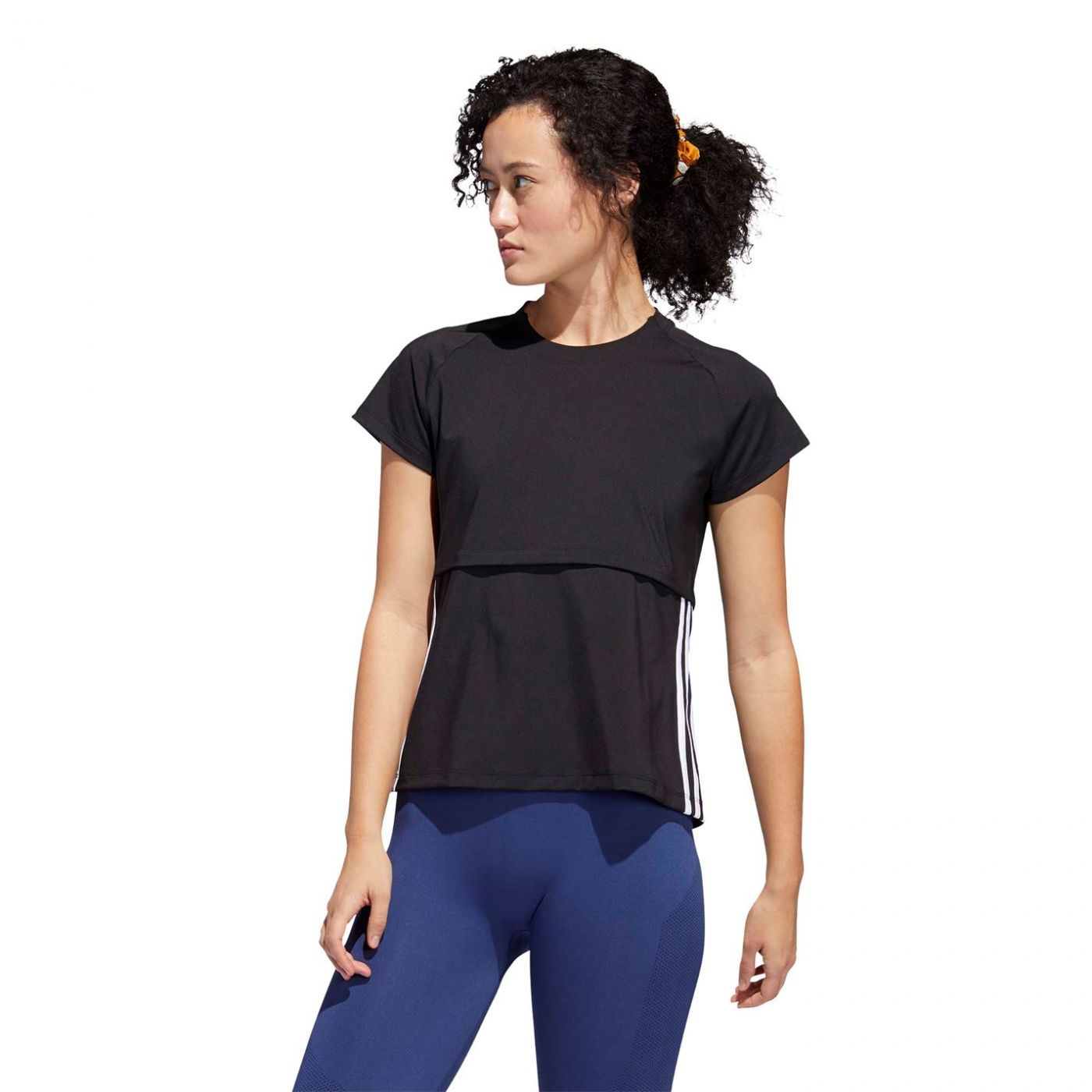 Adidas 3 Stripe Cap Sleeve T Shirt Ladies