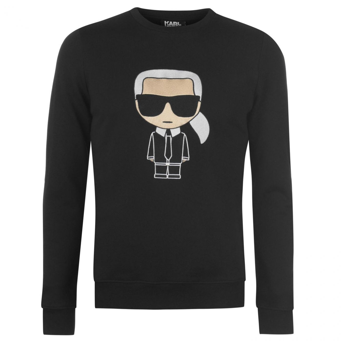 Karl Lagerfeld Large Embroidered Logo Crew Sweatshirt