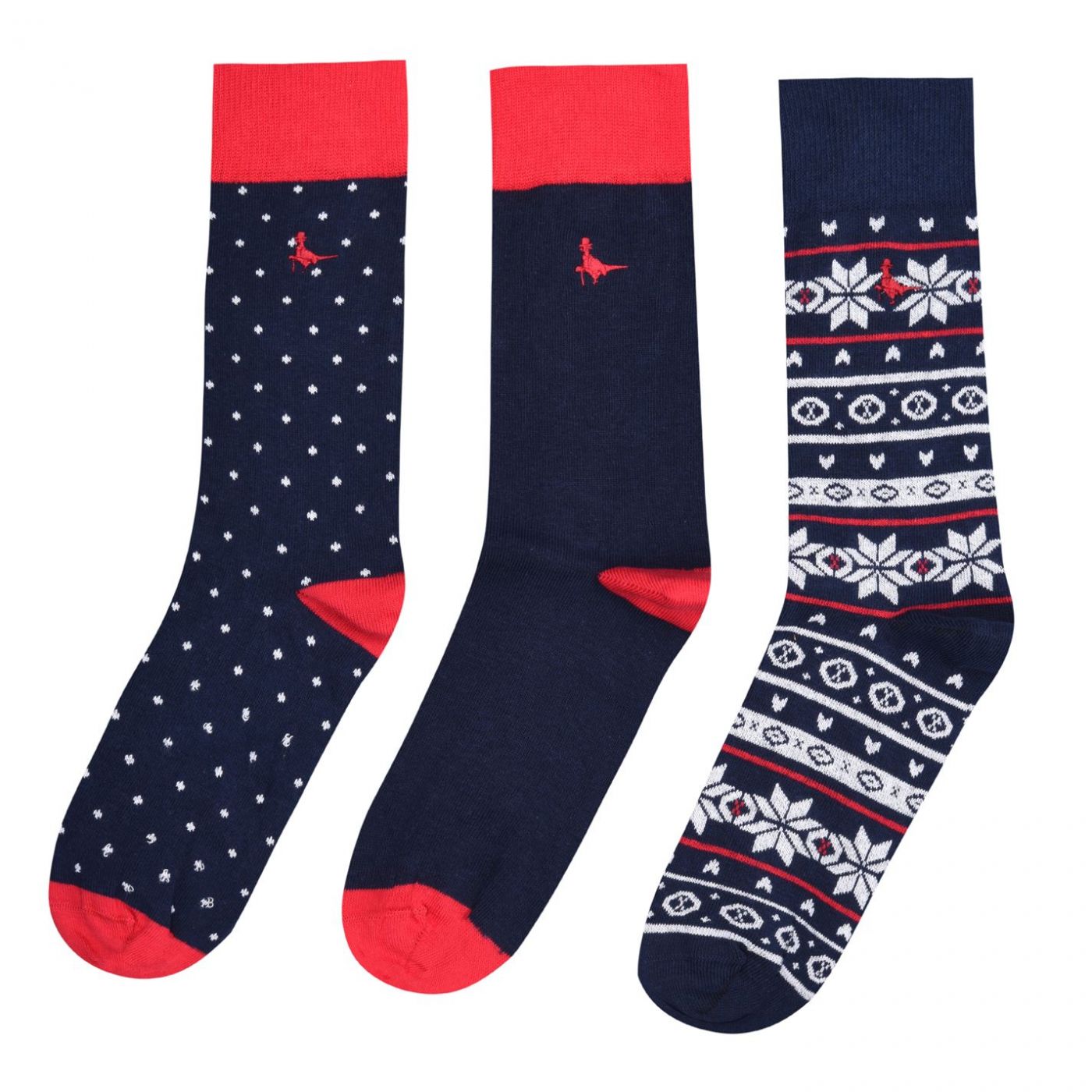Jack Wills Bickleigh 3 Pack Pattern Socks