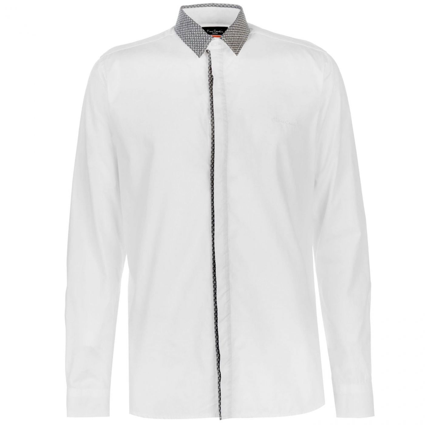 Pierre Cardin Jacquard Collar Long Sleeve Shirt Mens