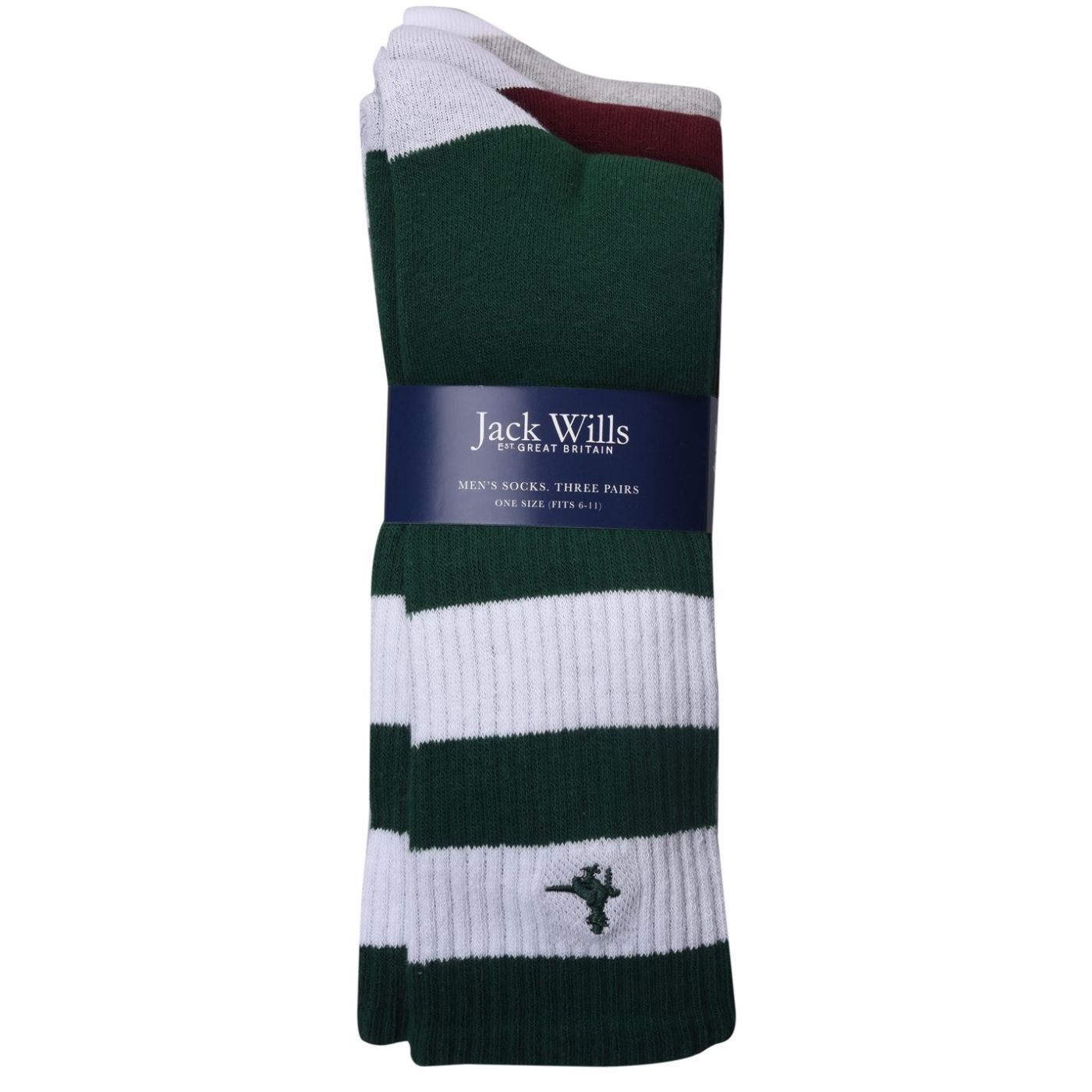 Jack Wills Readshaw 3 Pack Of Ribbed Socks