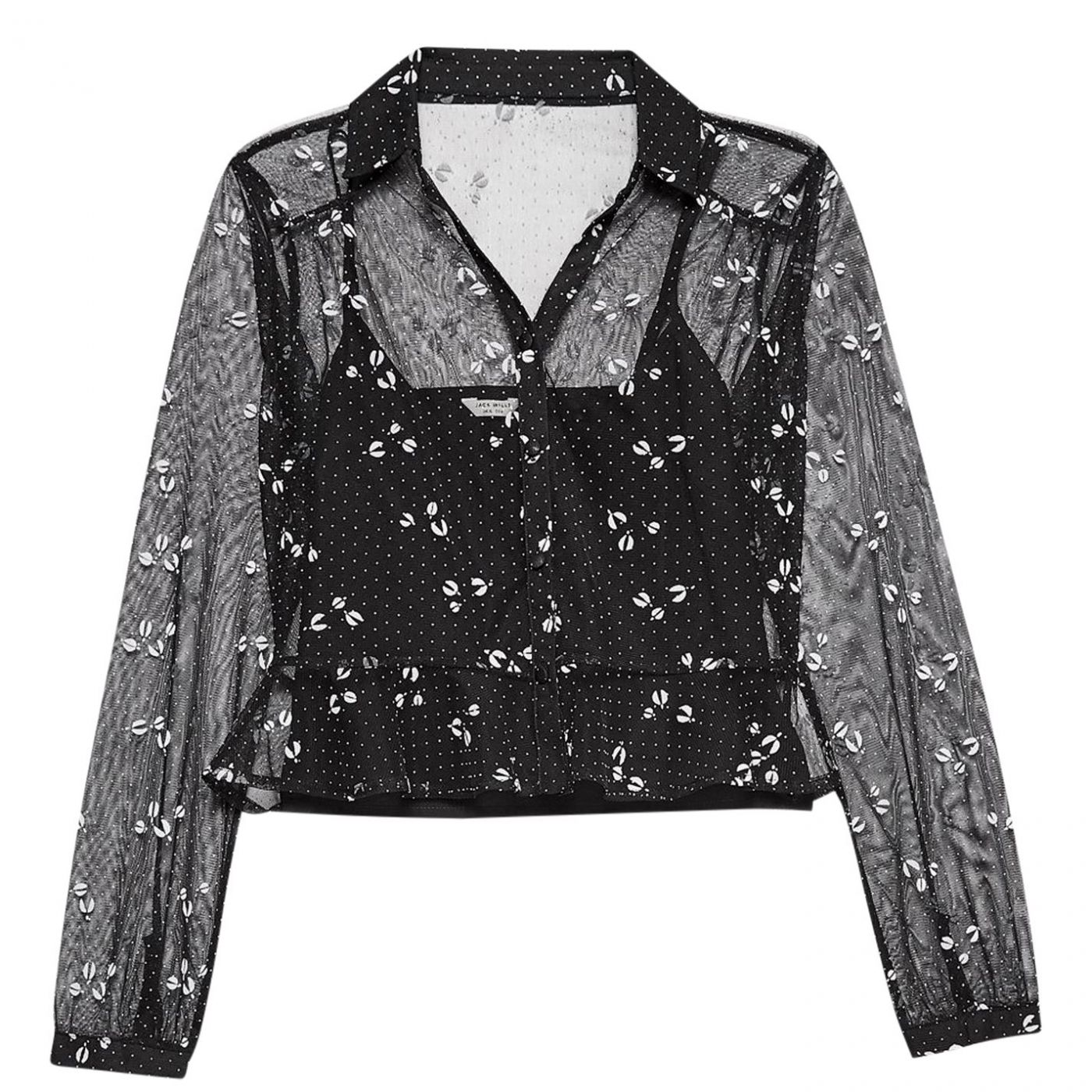 Jack Wills Copthorne Flocked Sheer Shirt