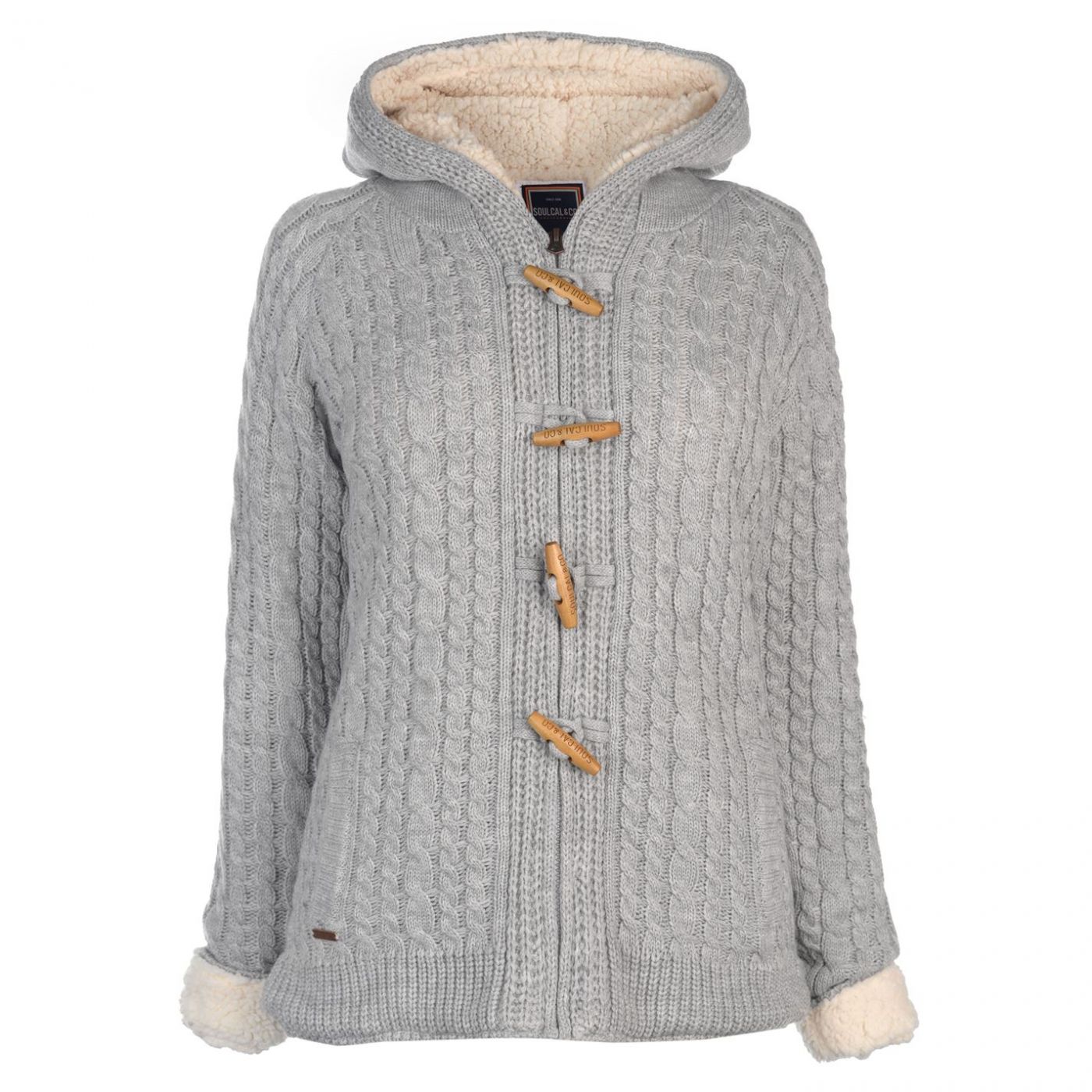 soulcal toggle lined knit hoody mens