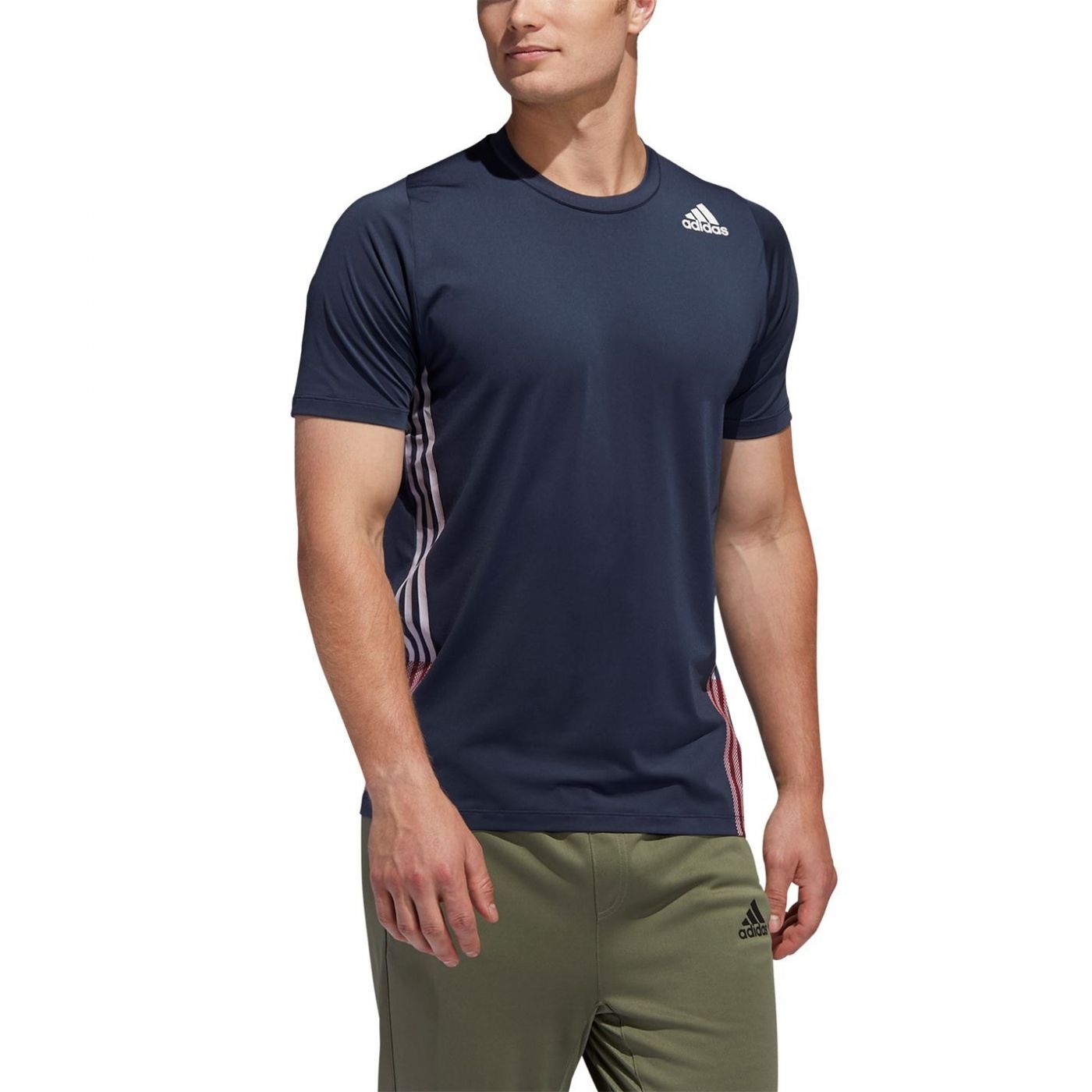 Adidas Freelift 3 Stripe T Shirt Mens