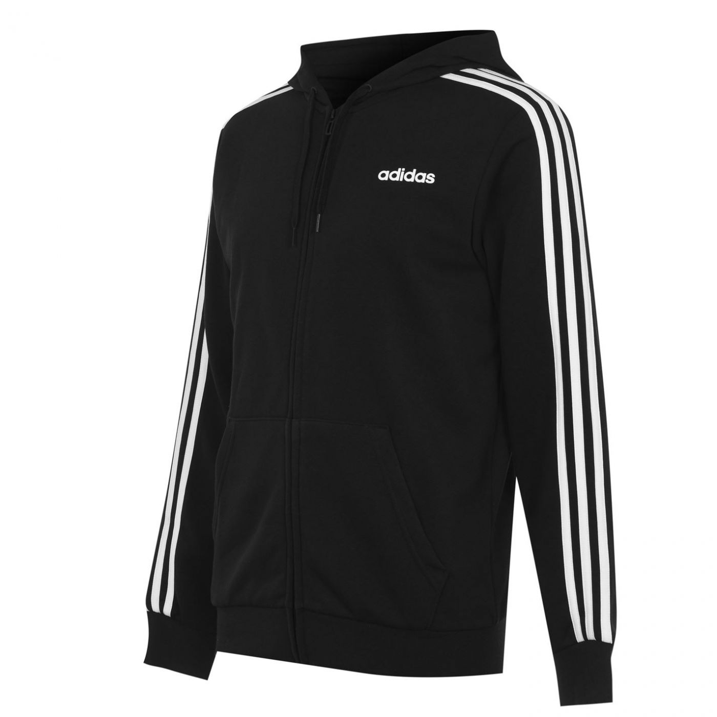 Adidas 3 Stripe Zip Hoodie Mens