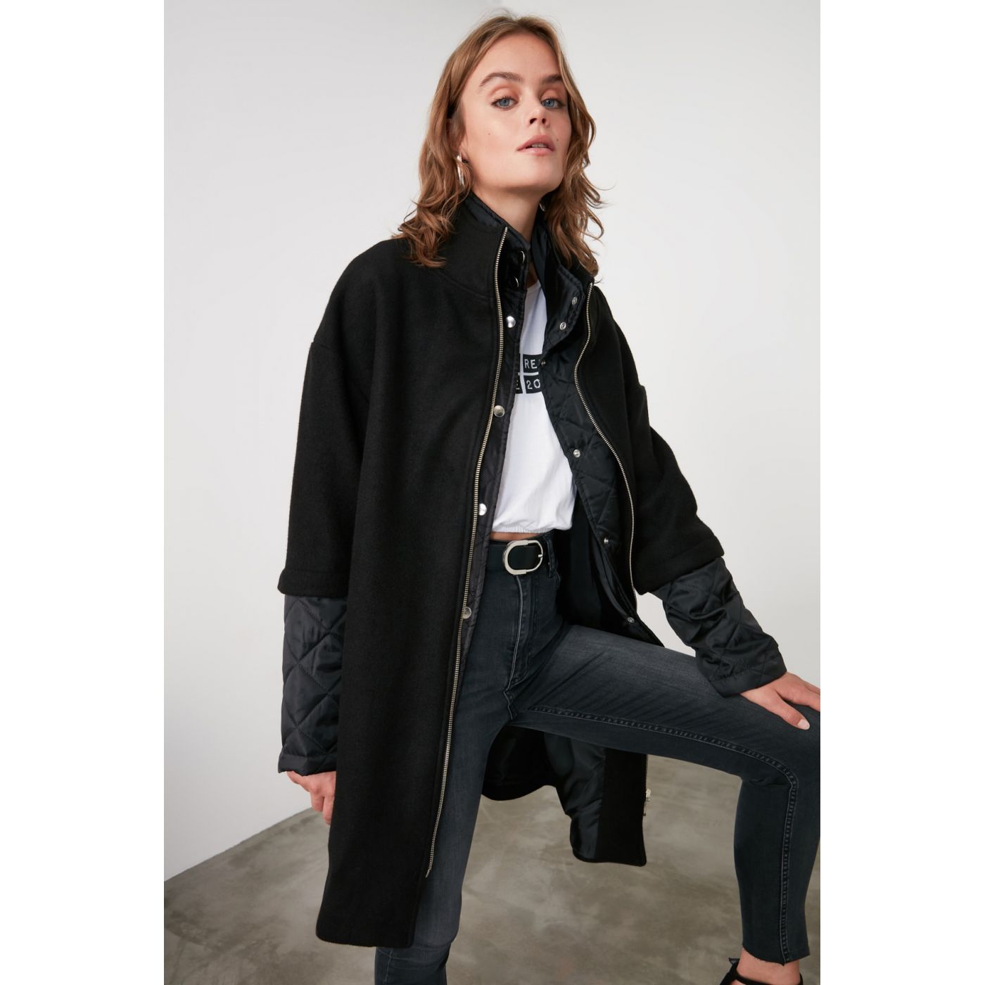 Trendyol Black Zip-Up Coarse