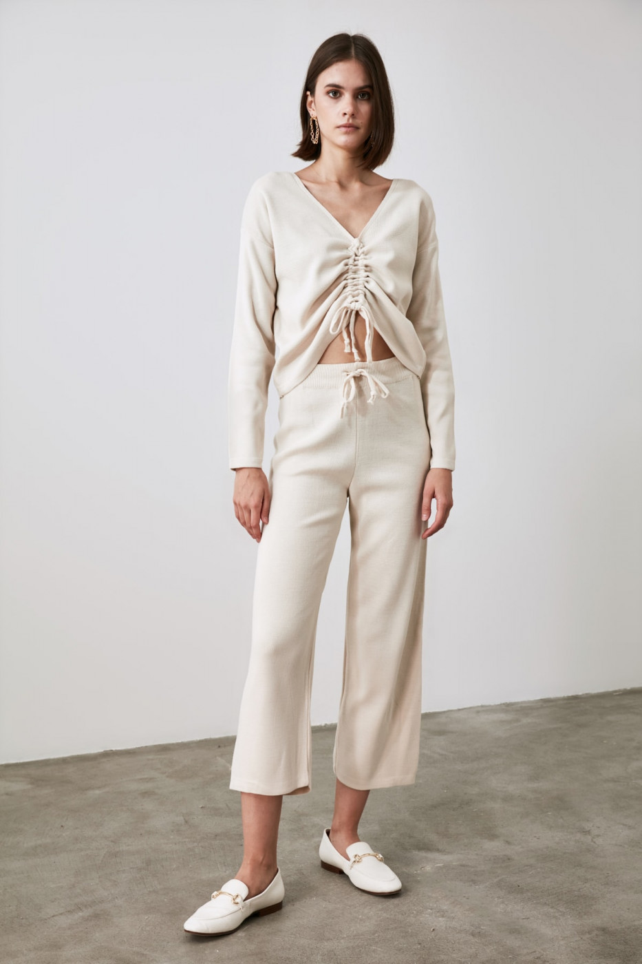 Trendyol Stone Front Knitwear Bottom-Top Suit