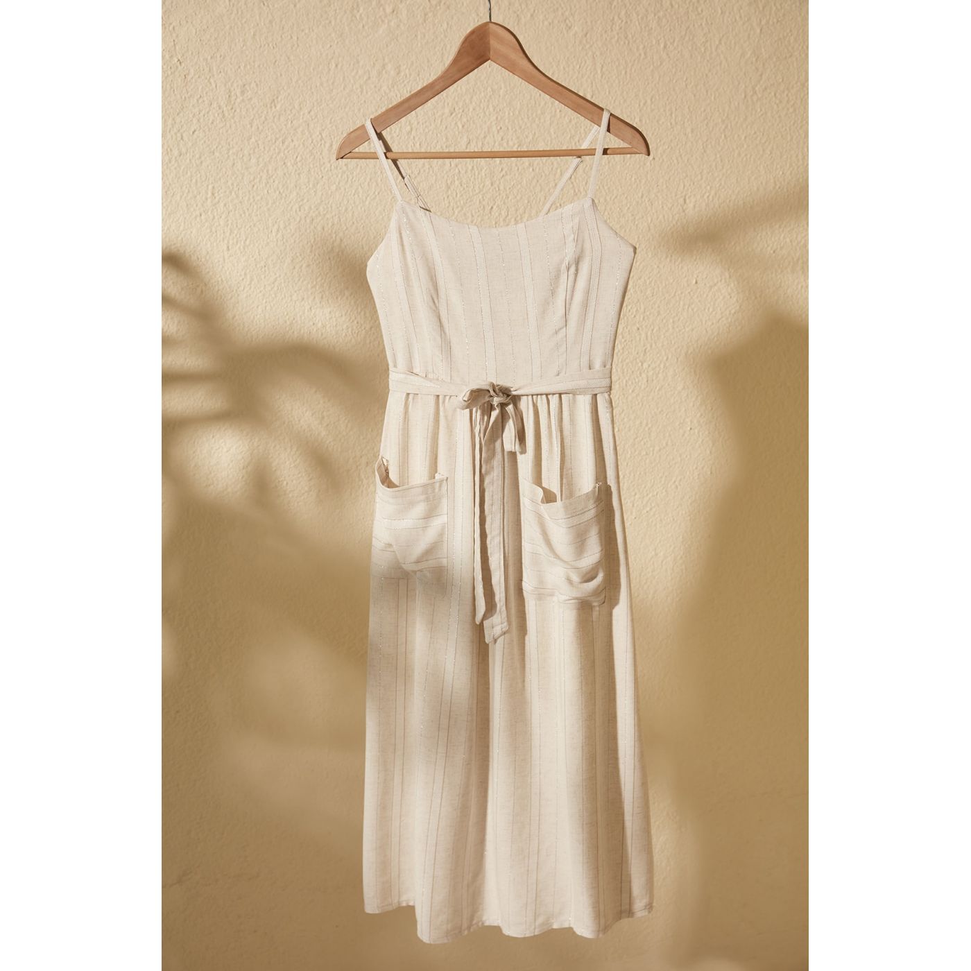 Trendyol Stone Belt Striped Dress