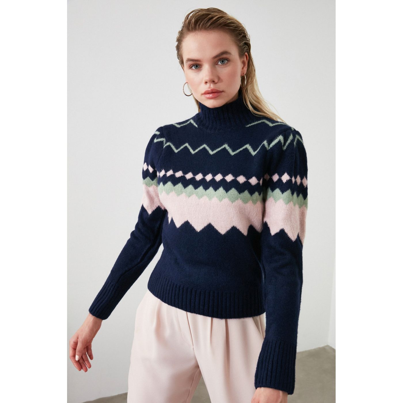 Trendyol Navy Strait Knit Sweater