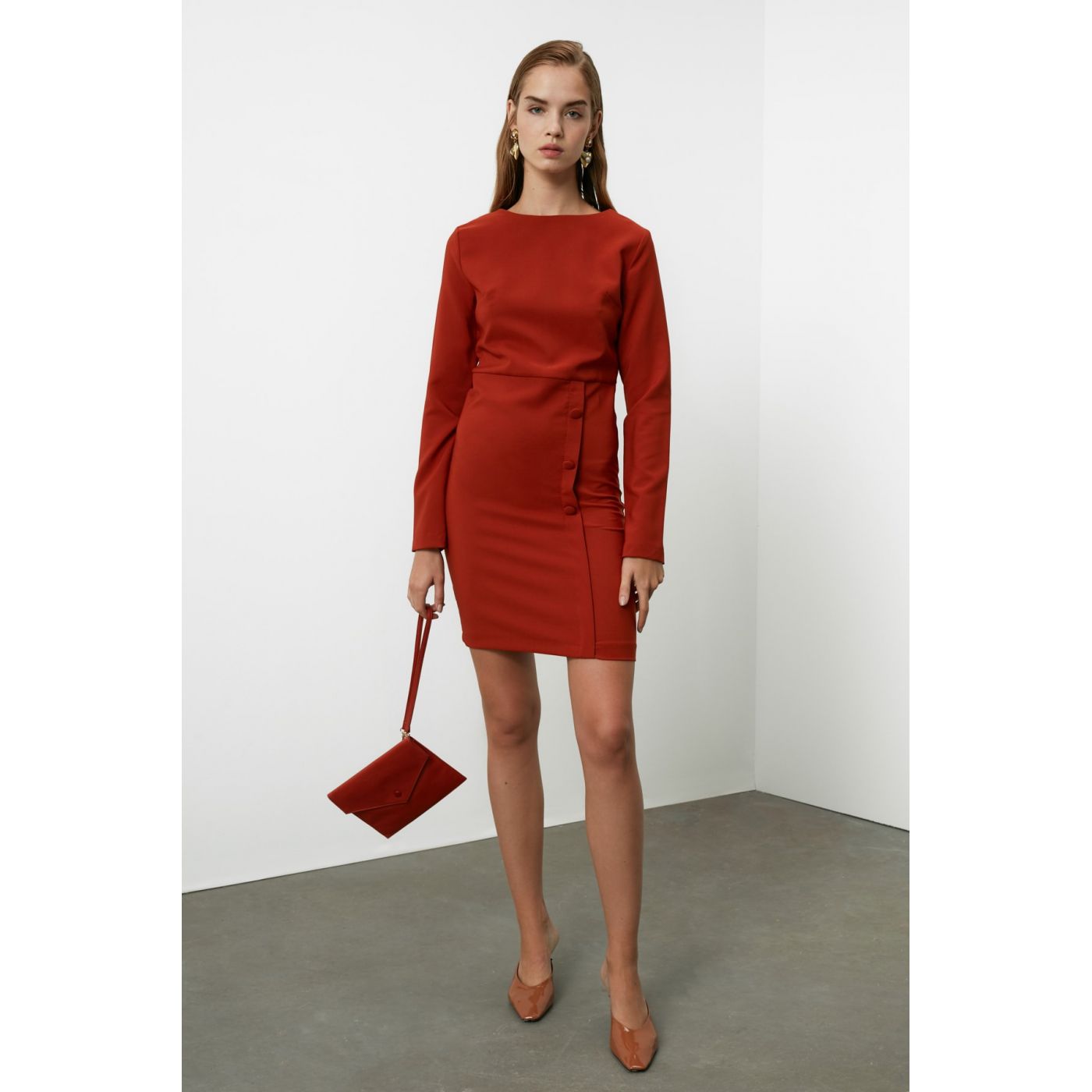 Trendyol Tile Button Detailed Dress
