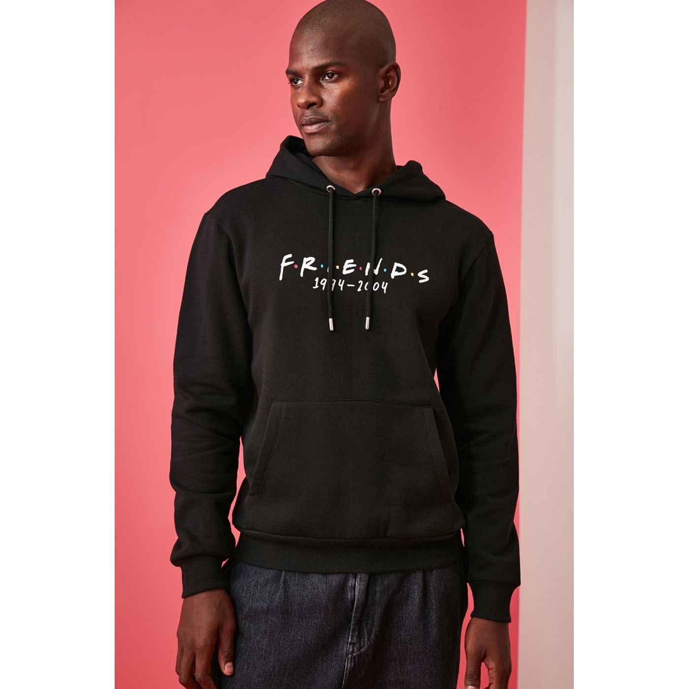 Trendyol Black Male Licensed Hooded Sweatshirt