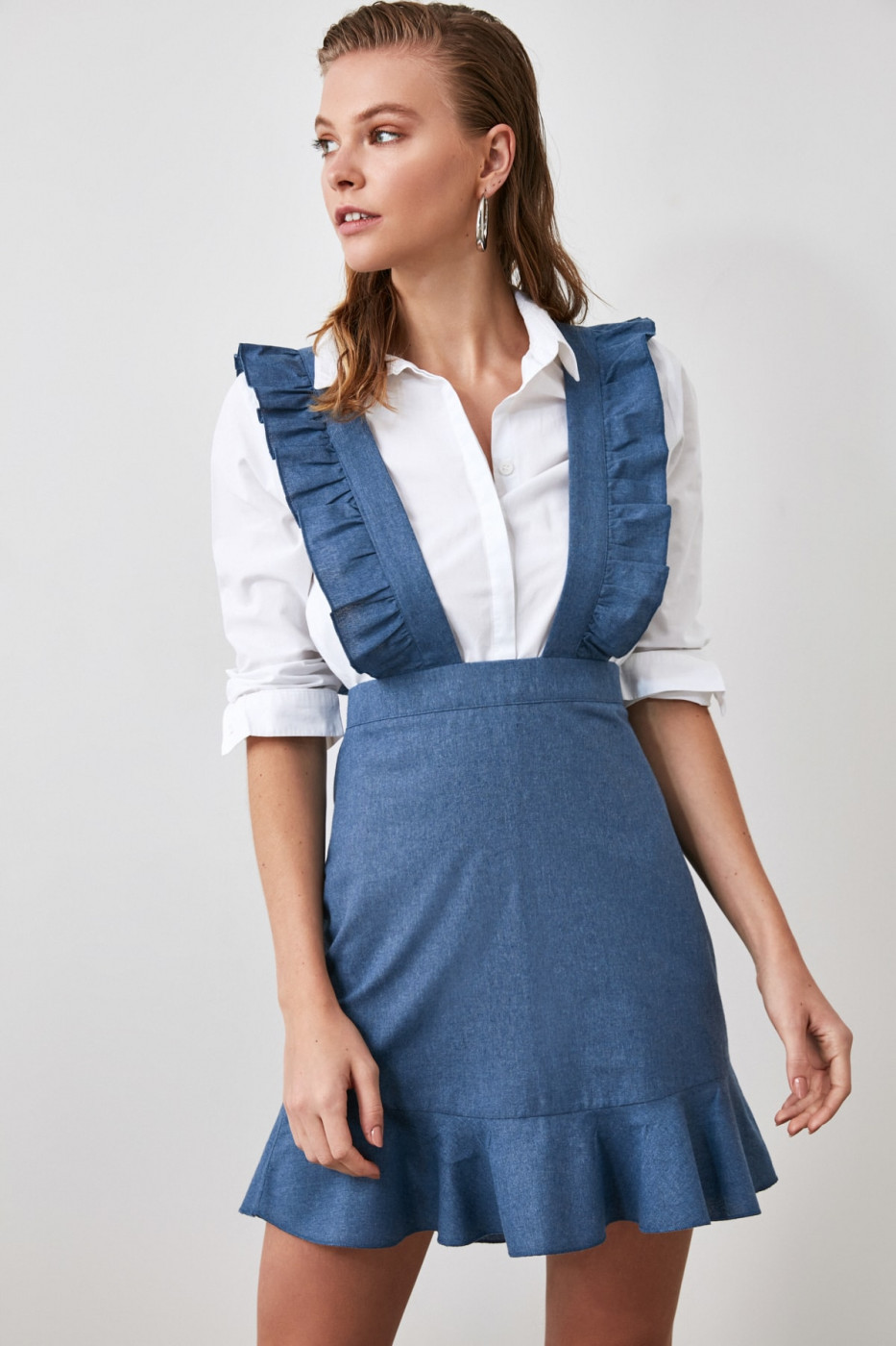 Trendyol Indigo Frilled Jile Dress