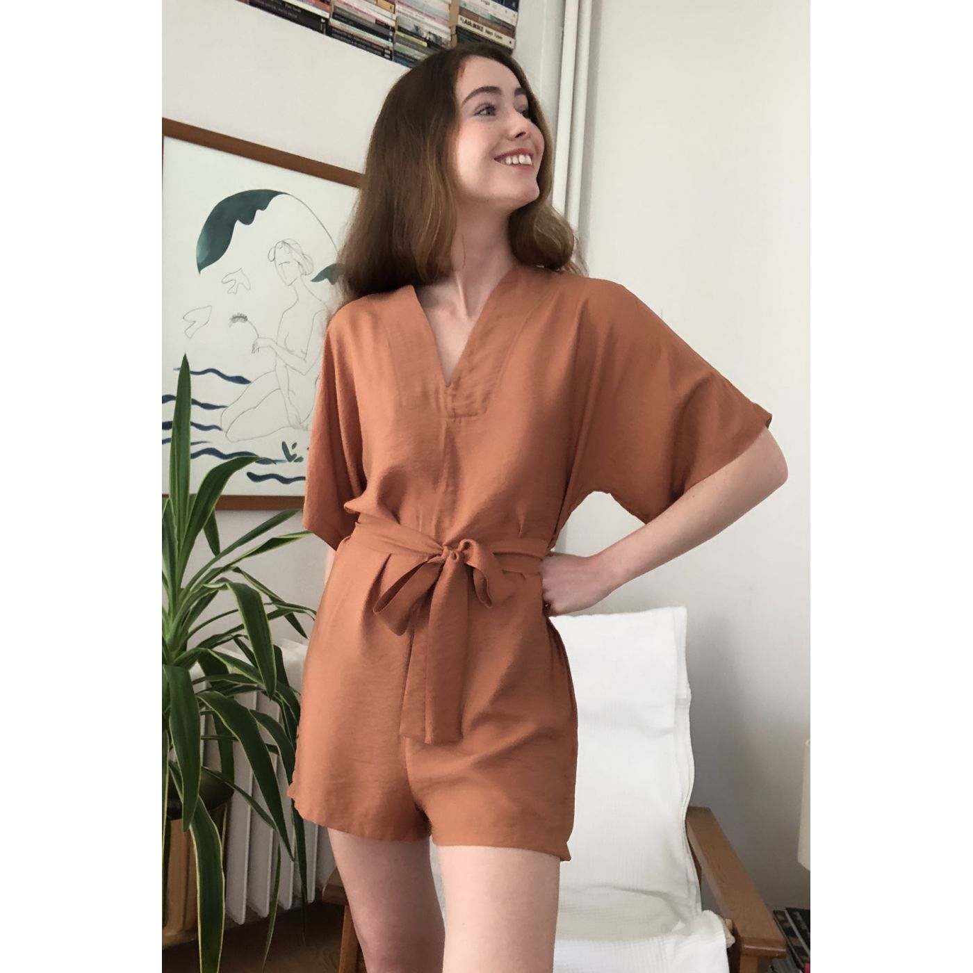 Trendyol Taba Belted Jumpsuit