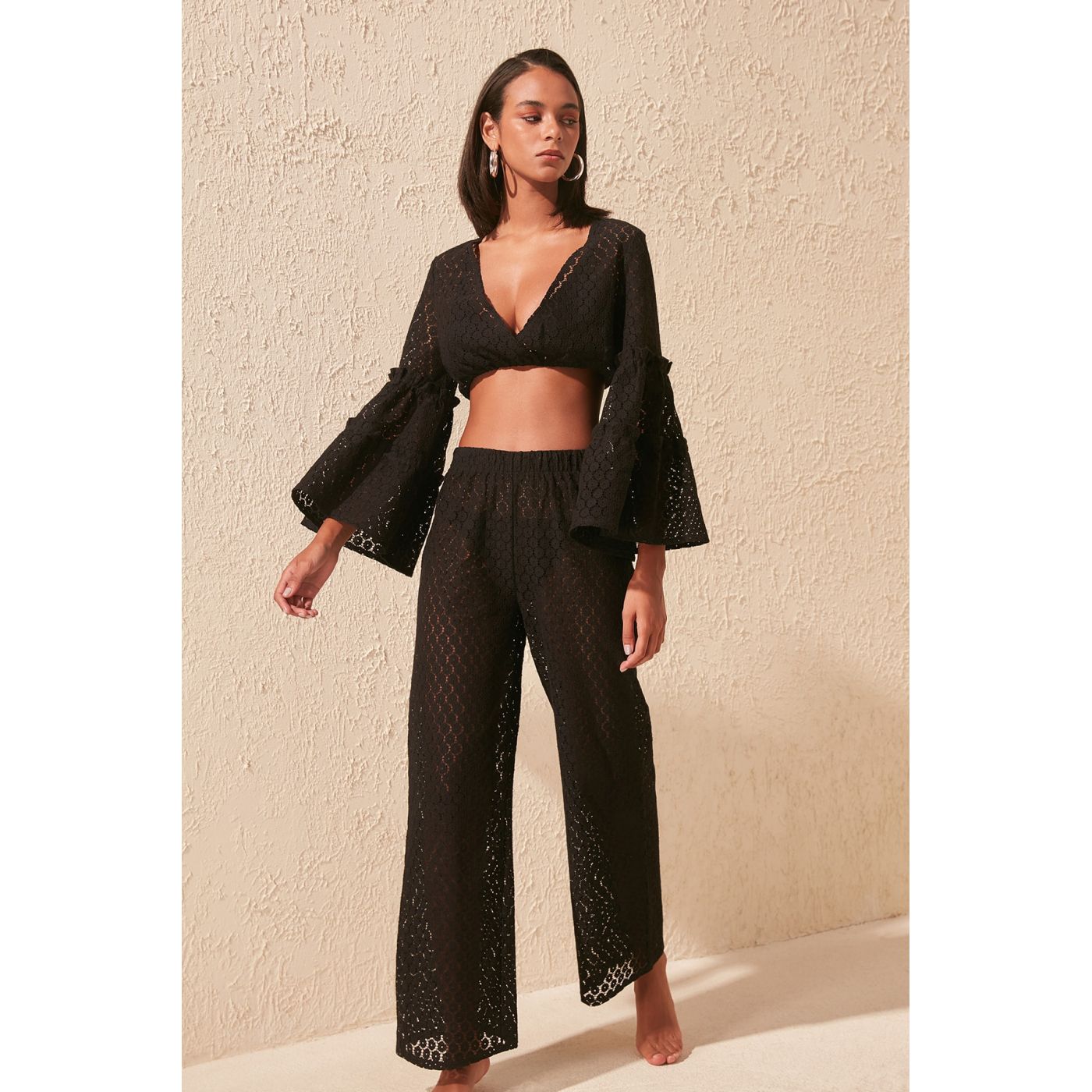 Trendyol Black Lace Beach Bottom-Top Team