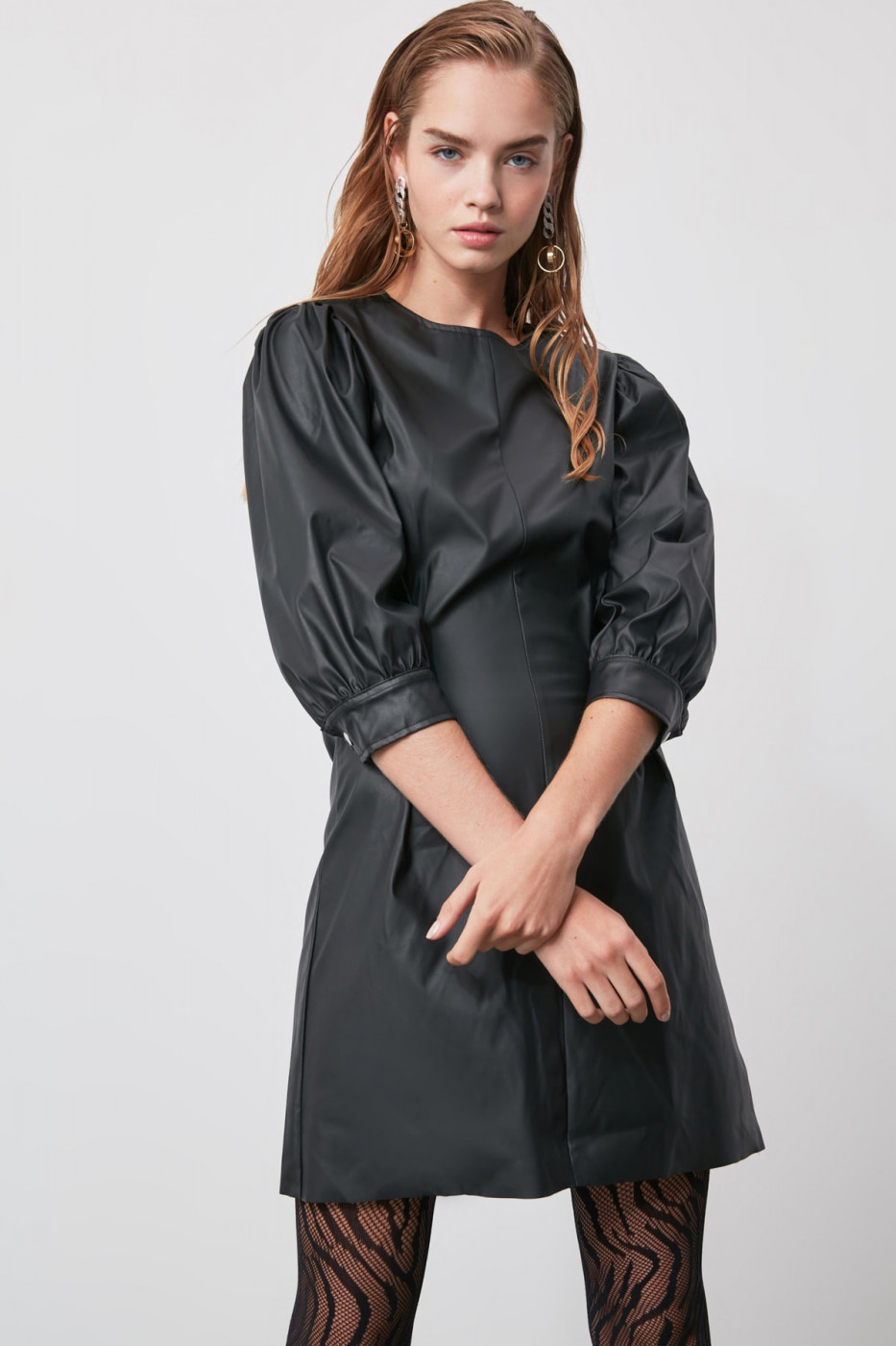 Trendyol Black Artificial Leather Dress