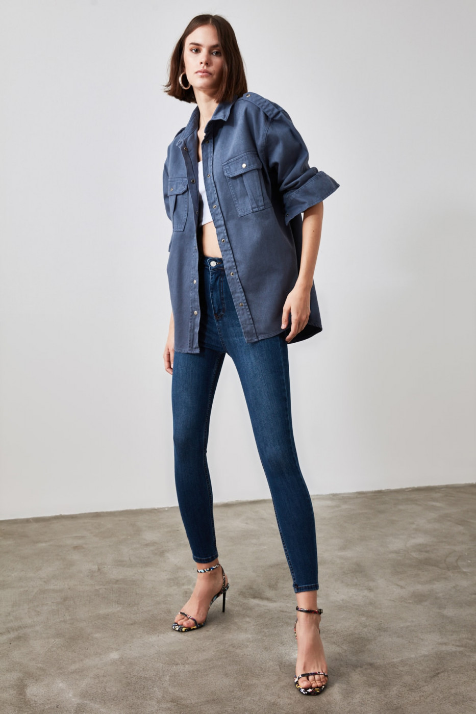 Trendyol Blue Pocket Detailed Denim Jacket