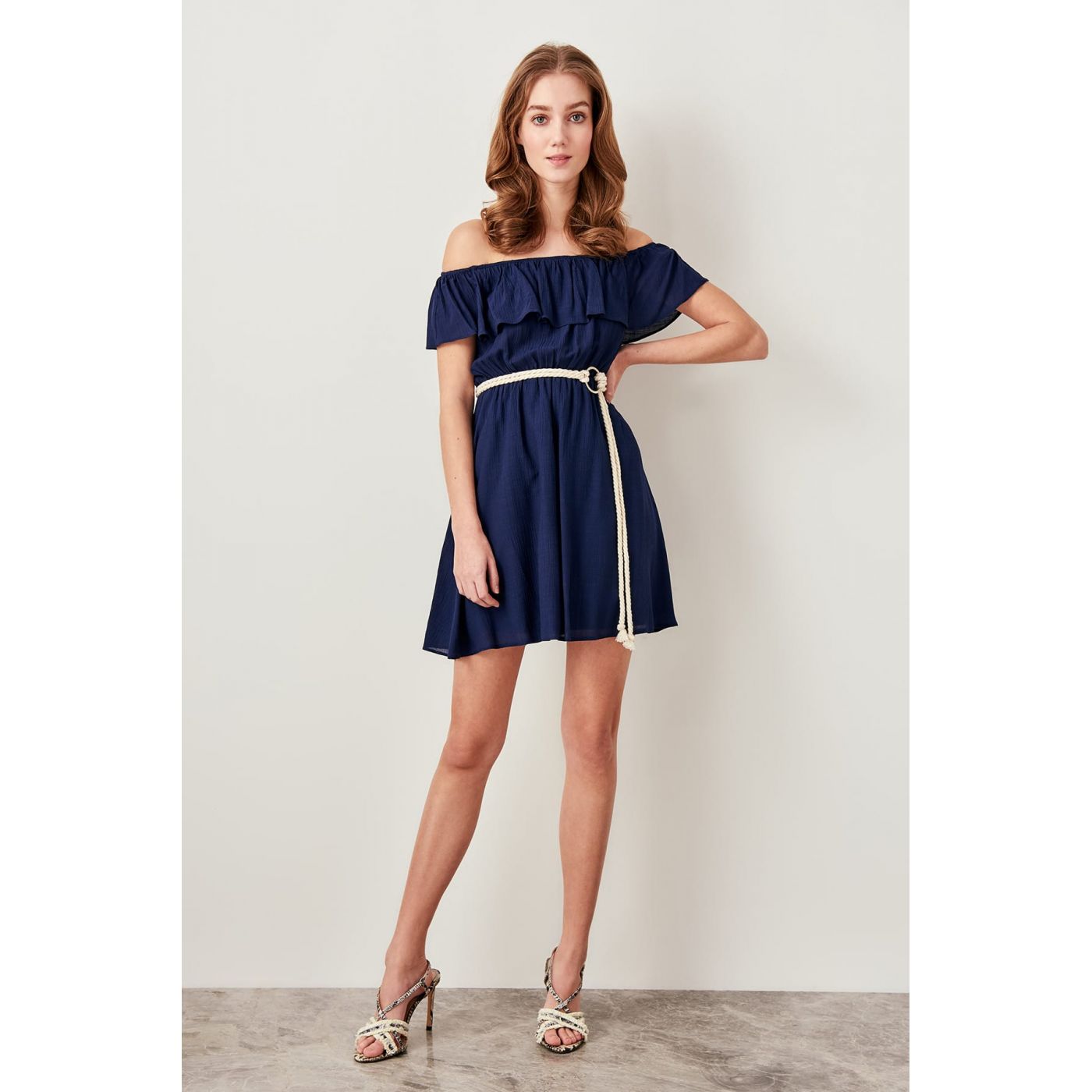 Trendyol Navy Blue Collar Dress