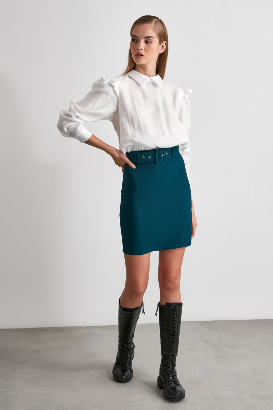 Trendyol Emerald Green Belted Skirt