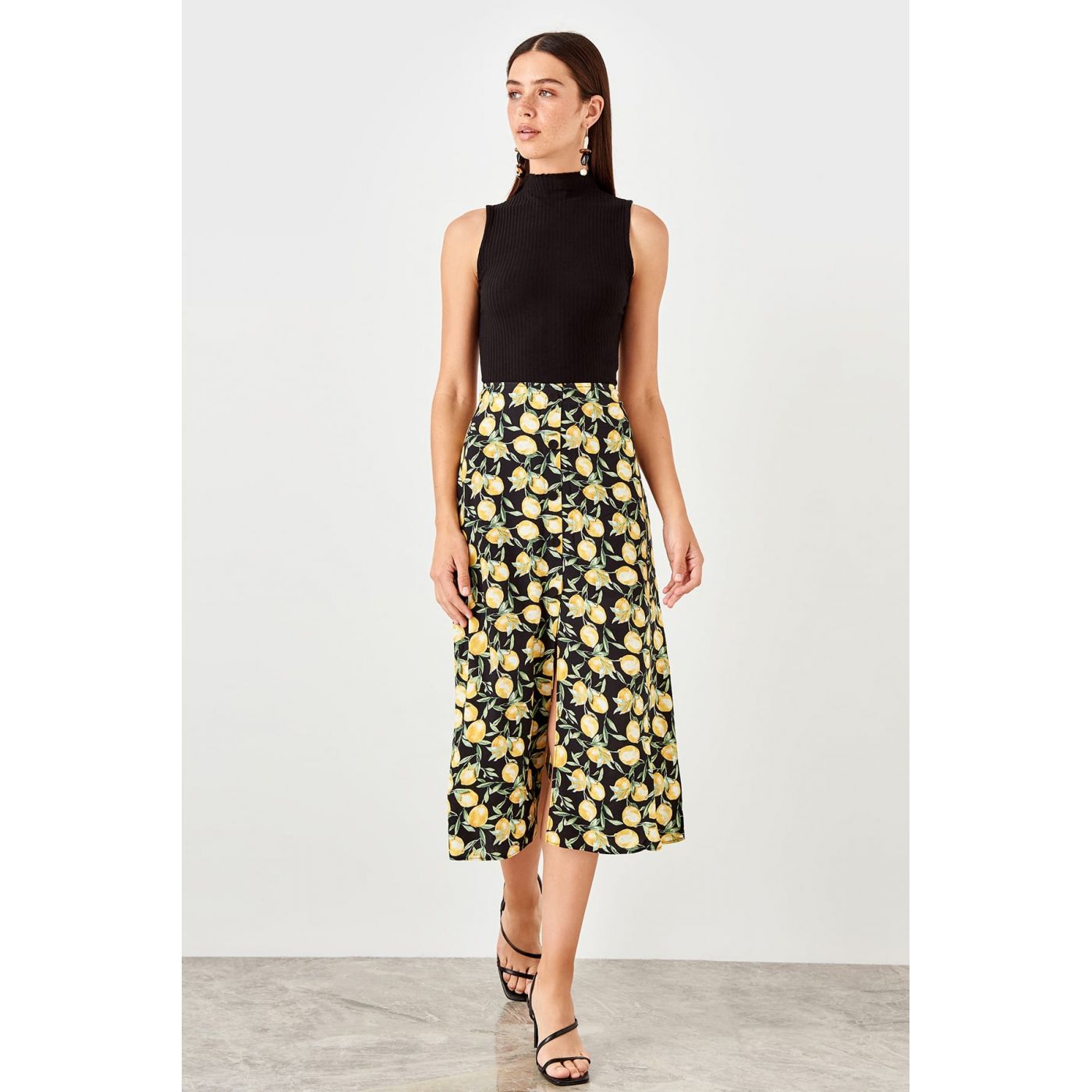Trendyol Multicolored Lemon Patterned Skirt