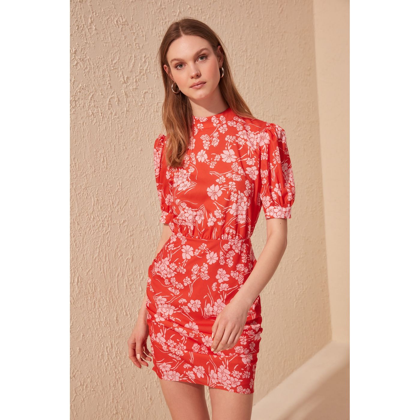 Trendyol Coral Upright Collar Dress