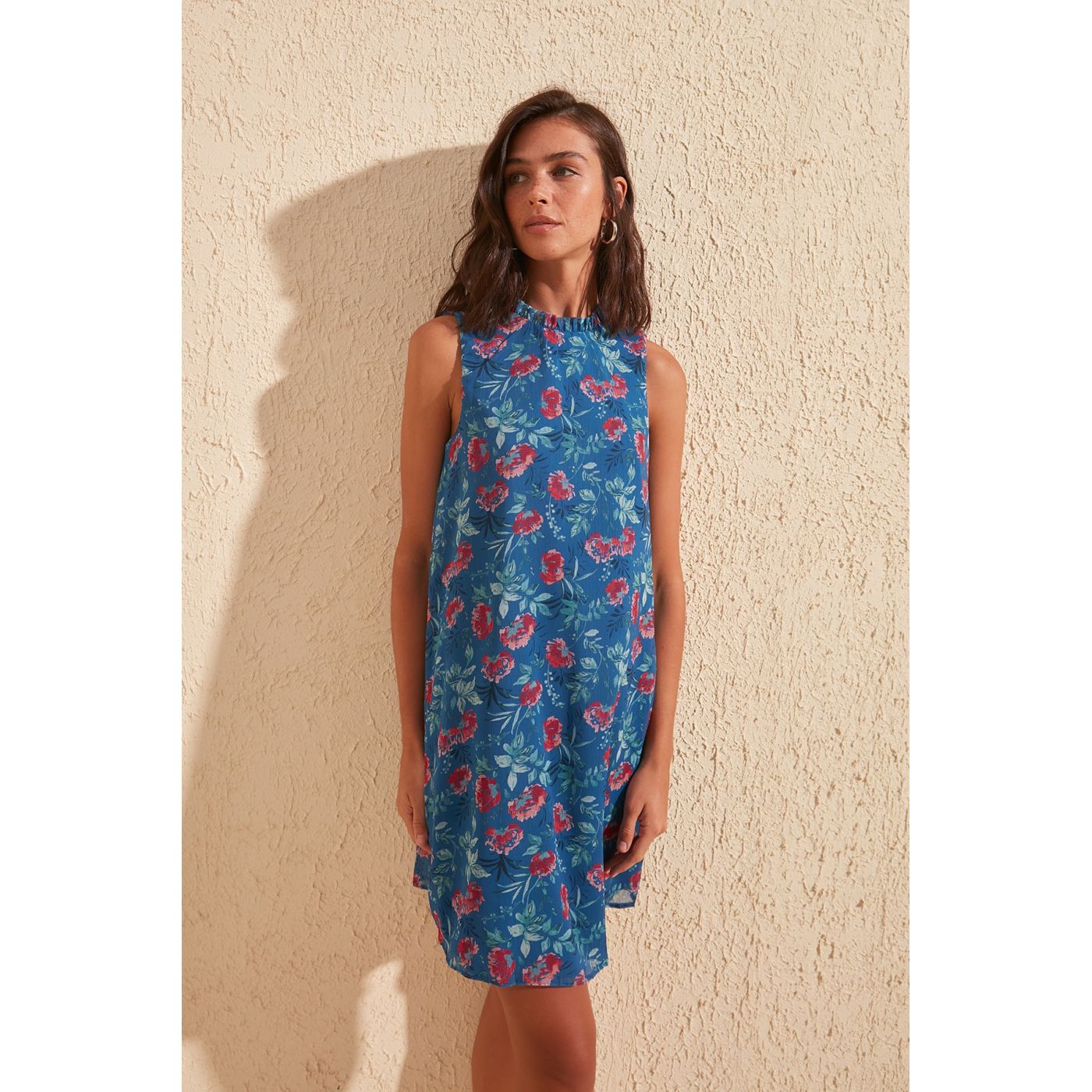 Trendyol Multi-Color Patterned NeckLine Detailed Dress