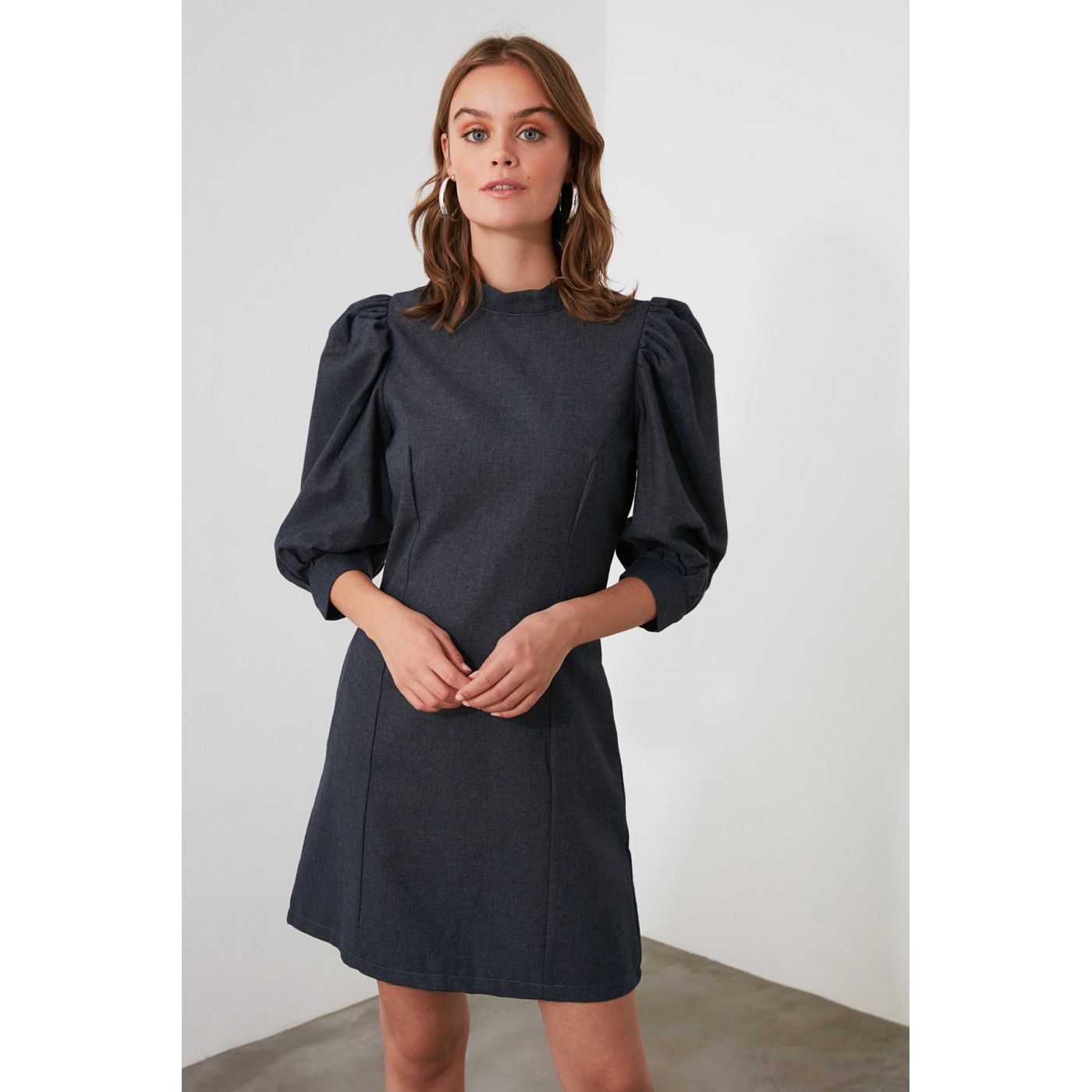 Trendyol Navy Sleeve Detailed Dress