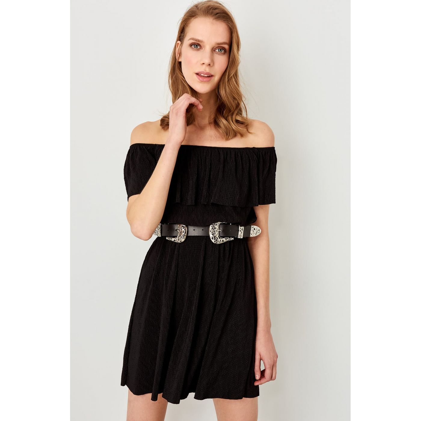 Trendyol Collar Knit Dress Black Carmen