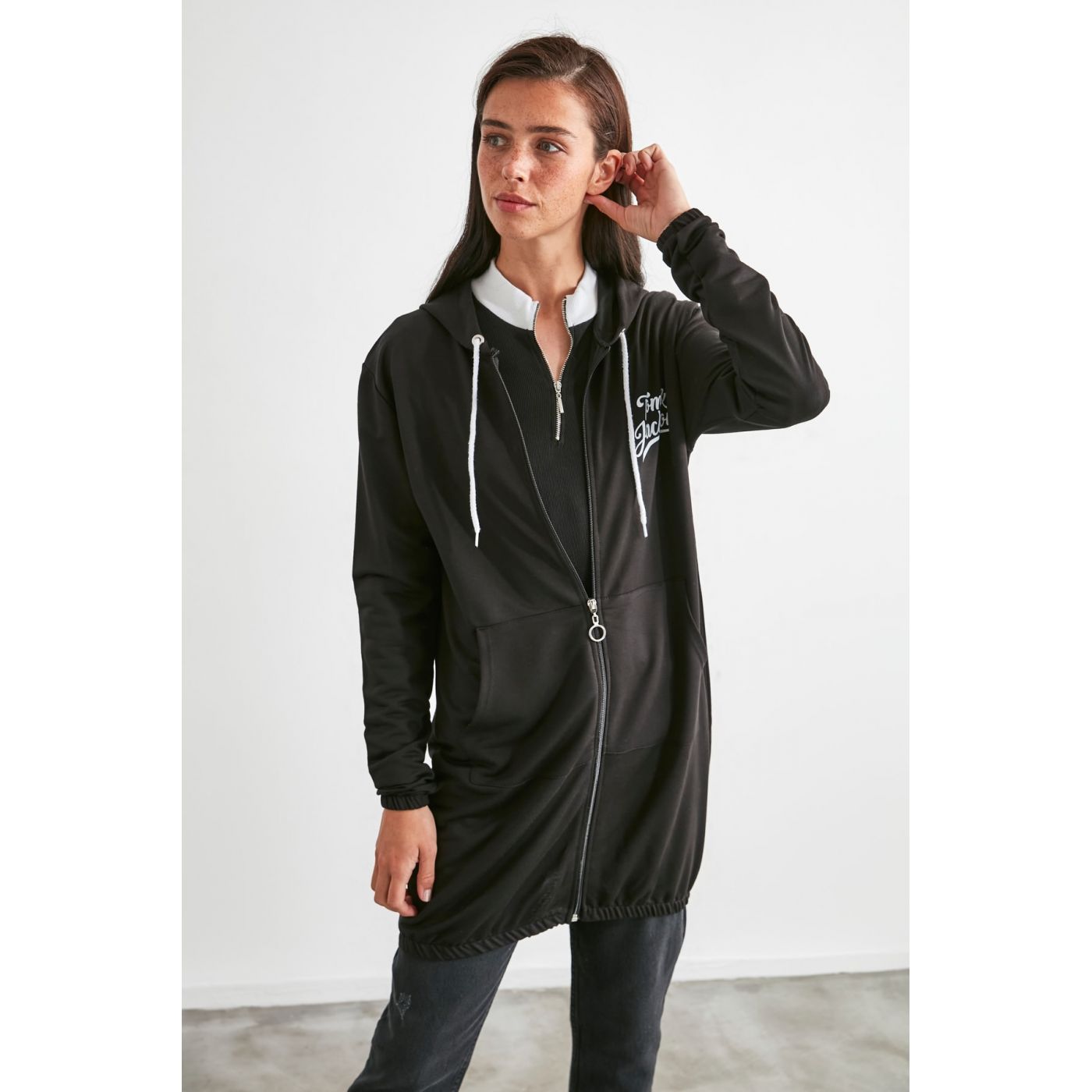 Trendyol Knitted Dress with Black Zip
