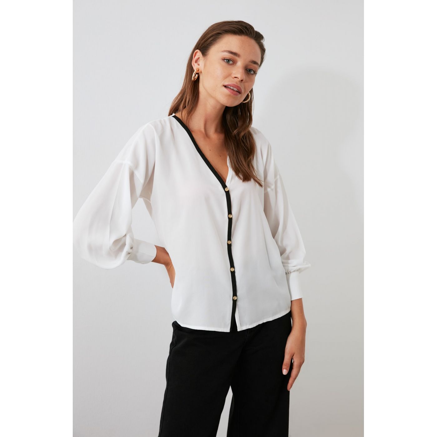 Trendyol Ekru Striped Shirt