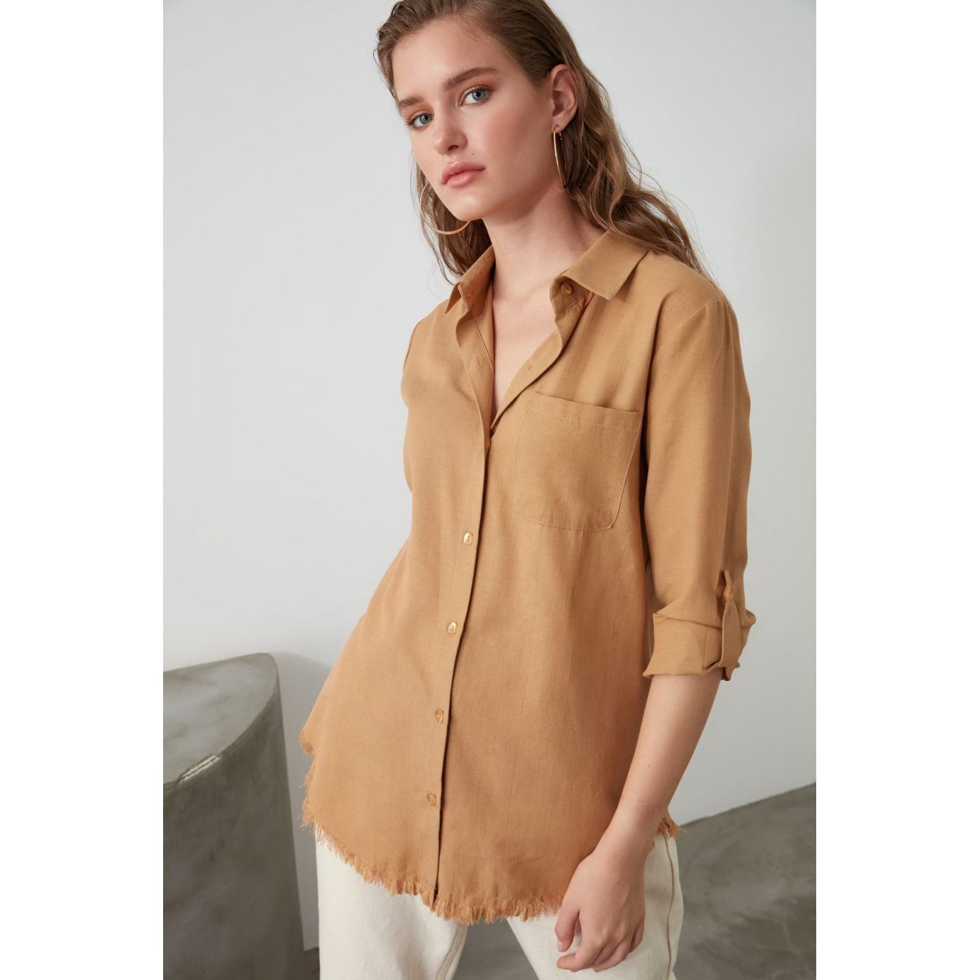 Trendyol Camel Tassel Shirt