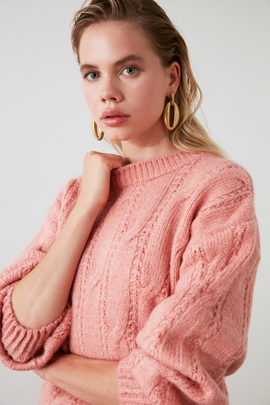 Trendyol Rose Dry Knitting Detailed Oversize Knitwear Sweater
