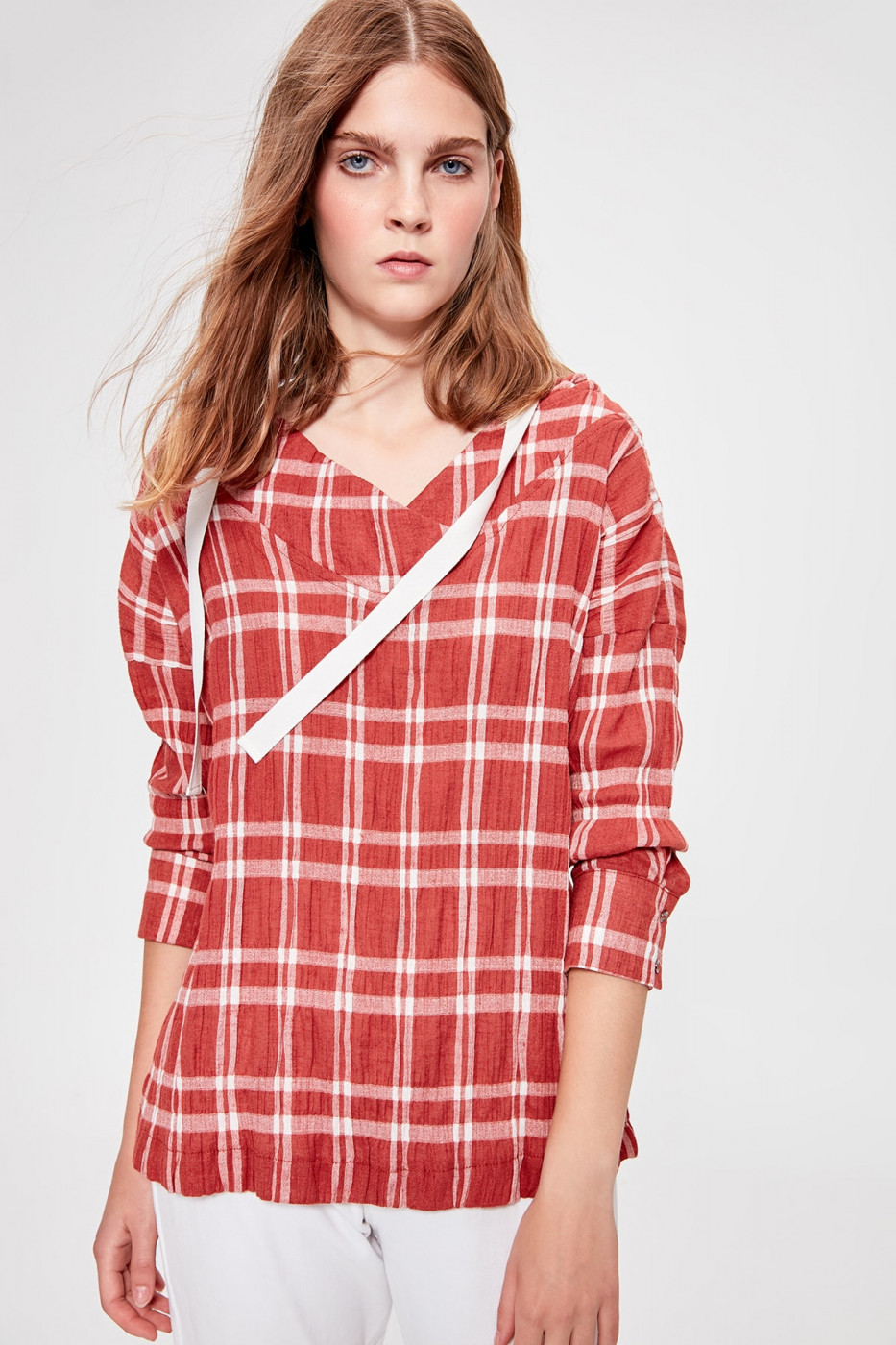 Trendyol Tile Hood Detailed Blouse