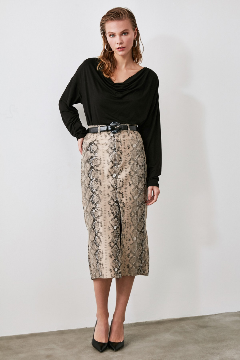 Trendyol Black Draped Knitted Blouse