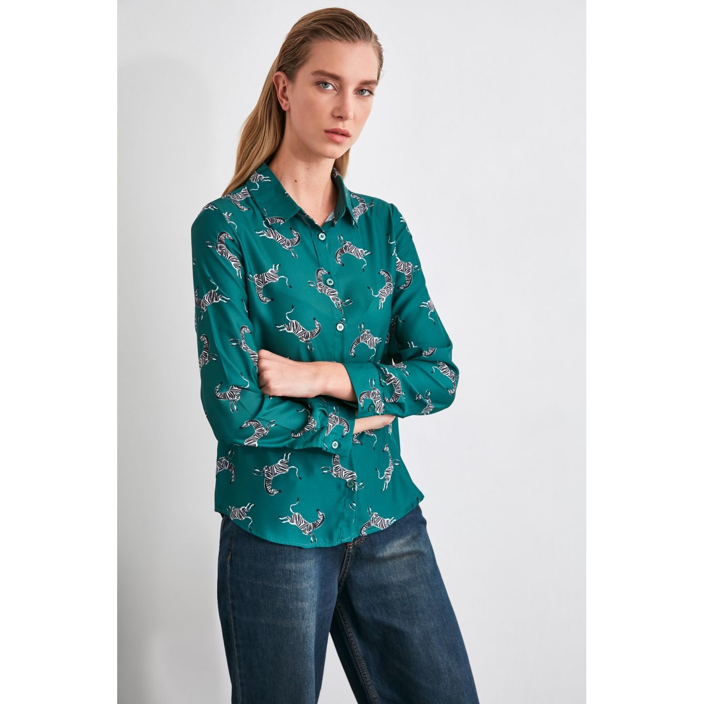 Trendyol Multicolored Zebra Printed Shirt