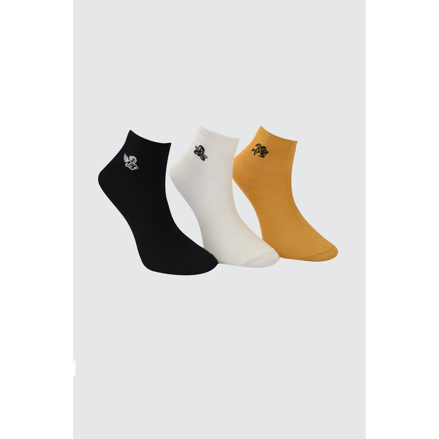 Trendyol Camel 3 Pack Embroidered Knitted Socks
