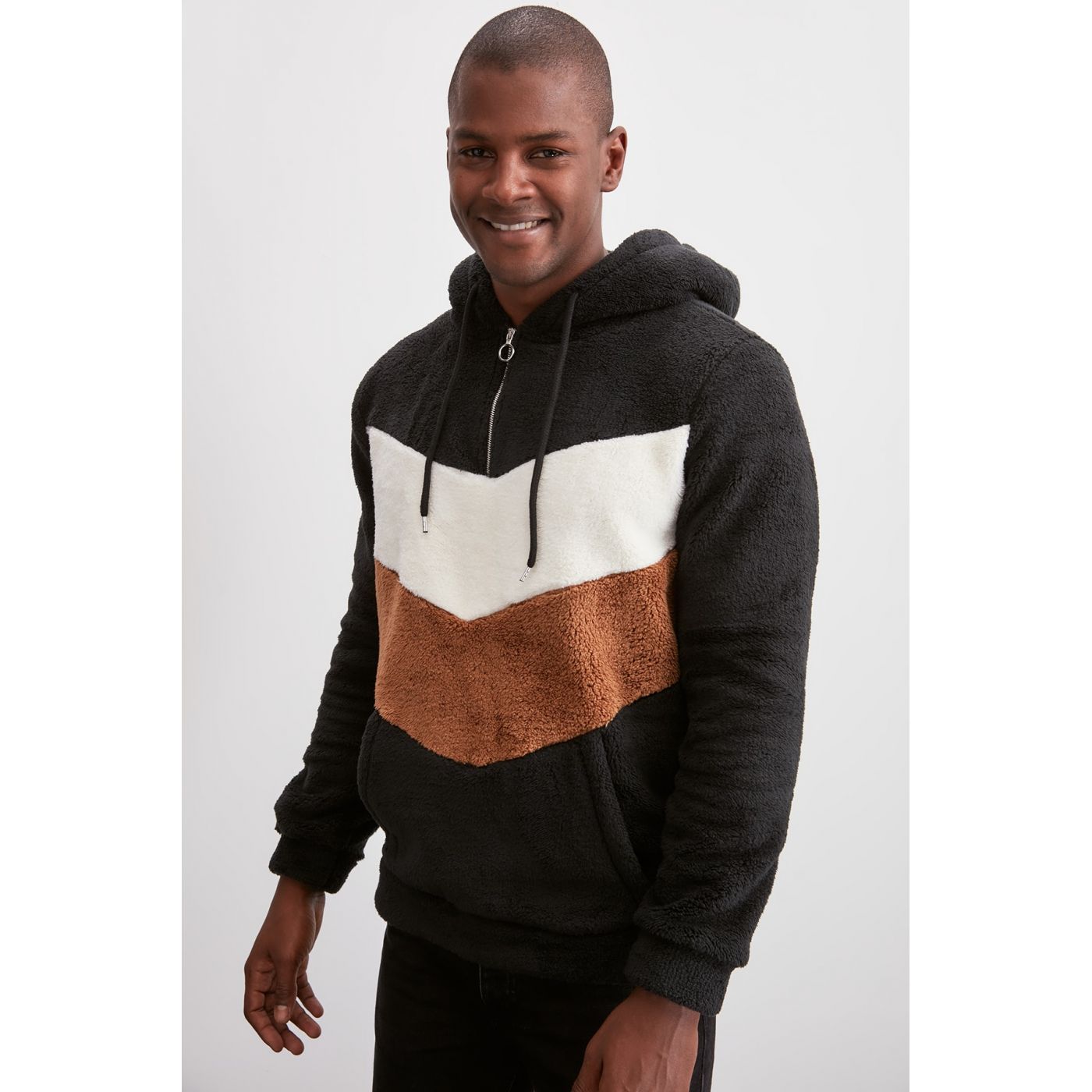 Trendyol Black Artificial Woolly Sweatshirt