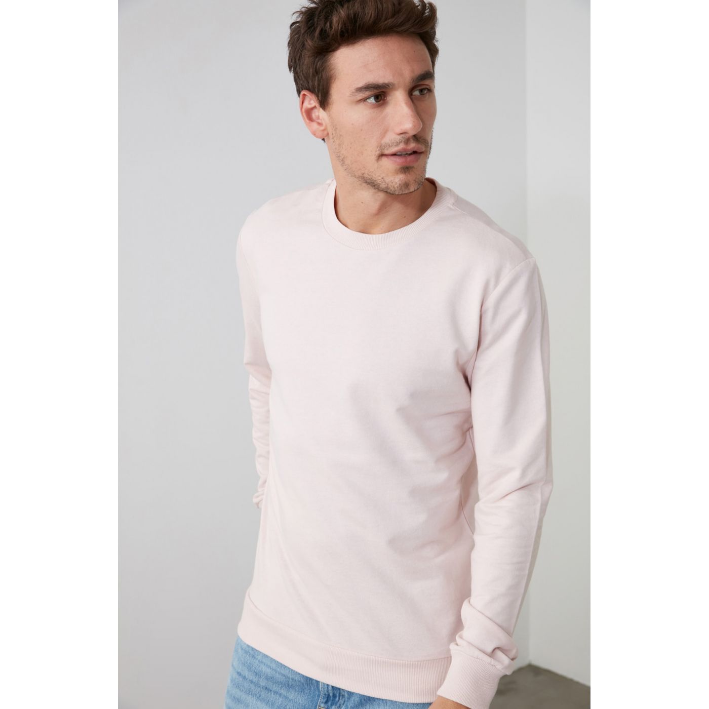 Trendyol Rose-Dried Men's Bicycle Collar Long Sleeve Sweatshirt