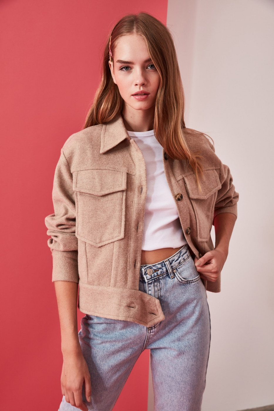 Trendyol Stone Button Jacket