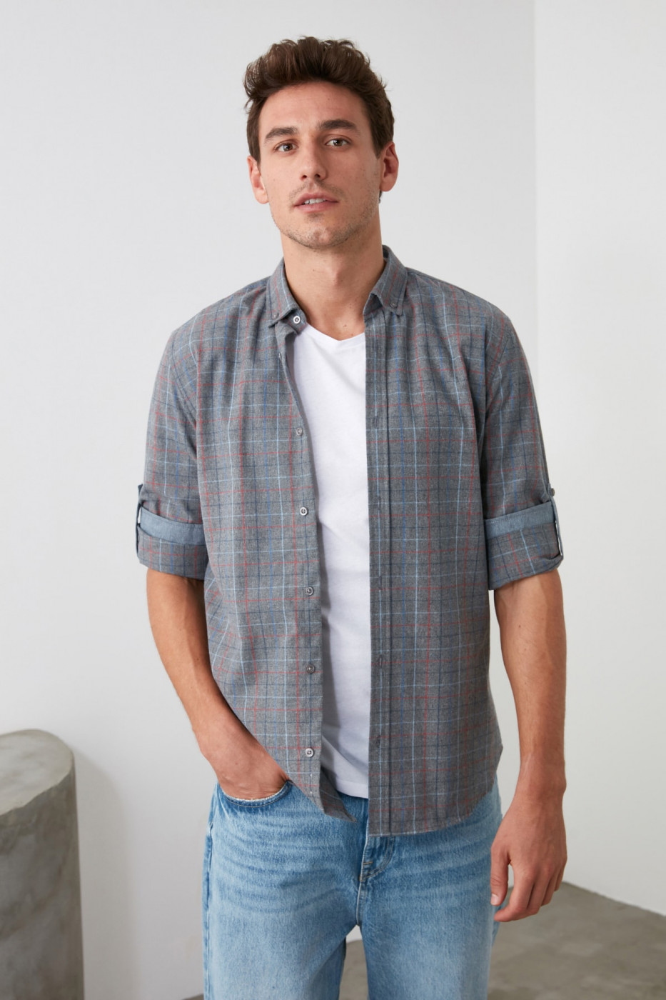 Trendyol Grey Male Slim Fit Shirt
