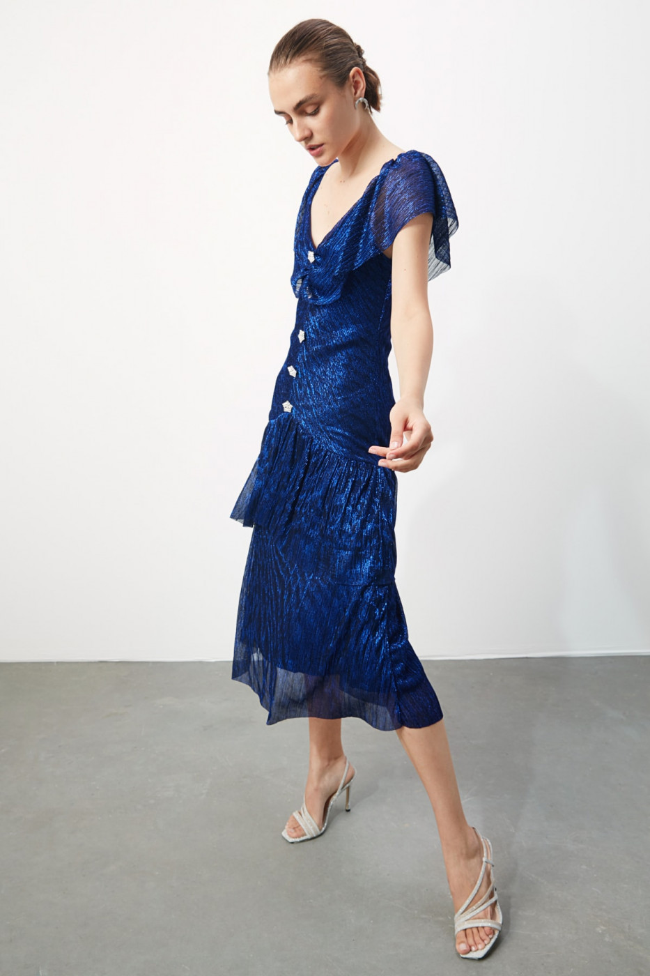 Trendyol Navy Blue Stone Button Detailed Dress
