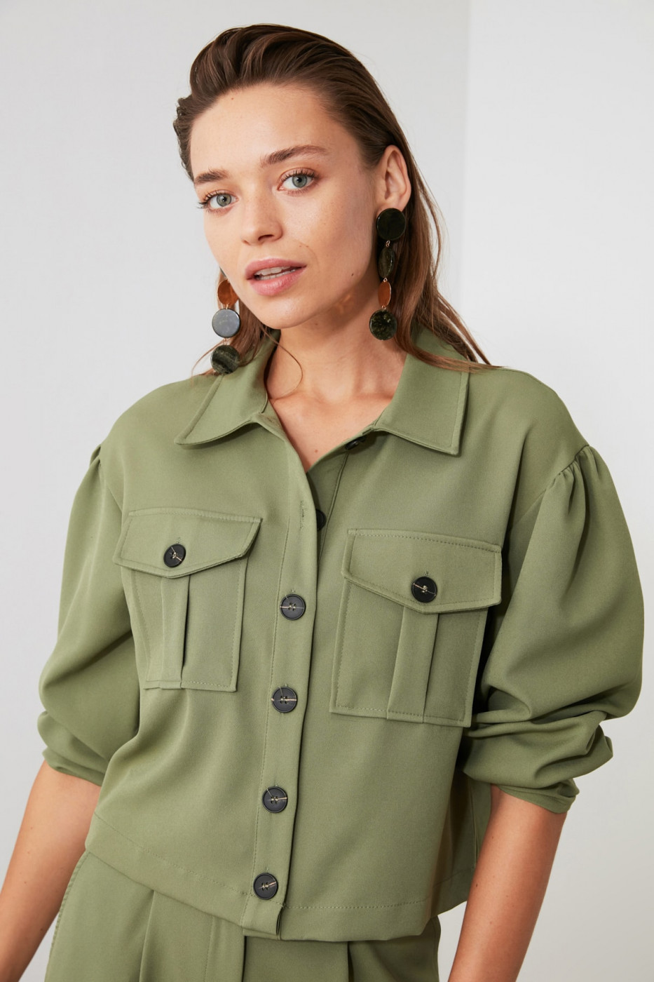 Trendyol Mint Pocket Detailed Jacket