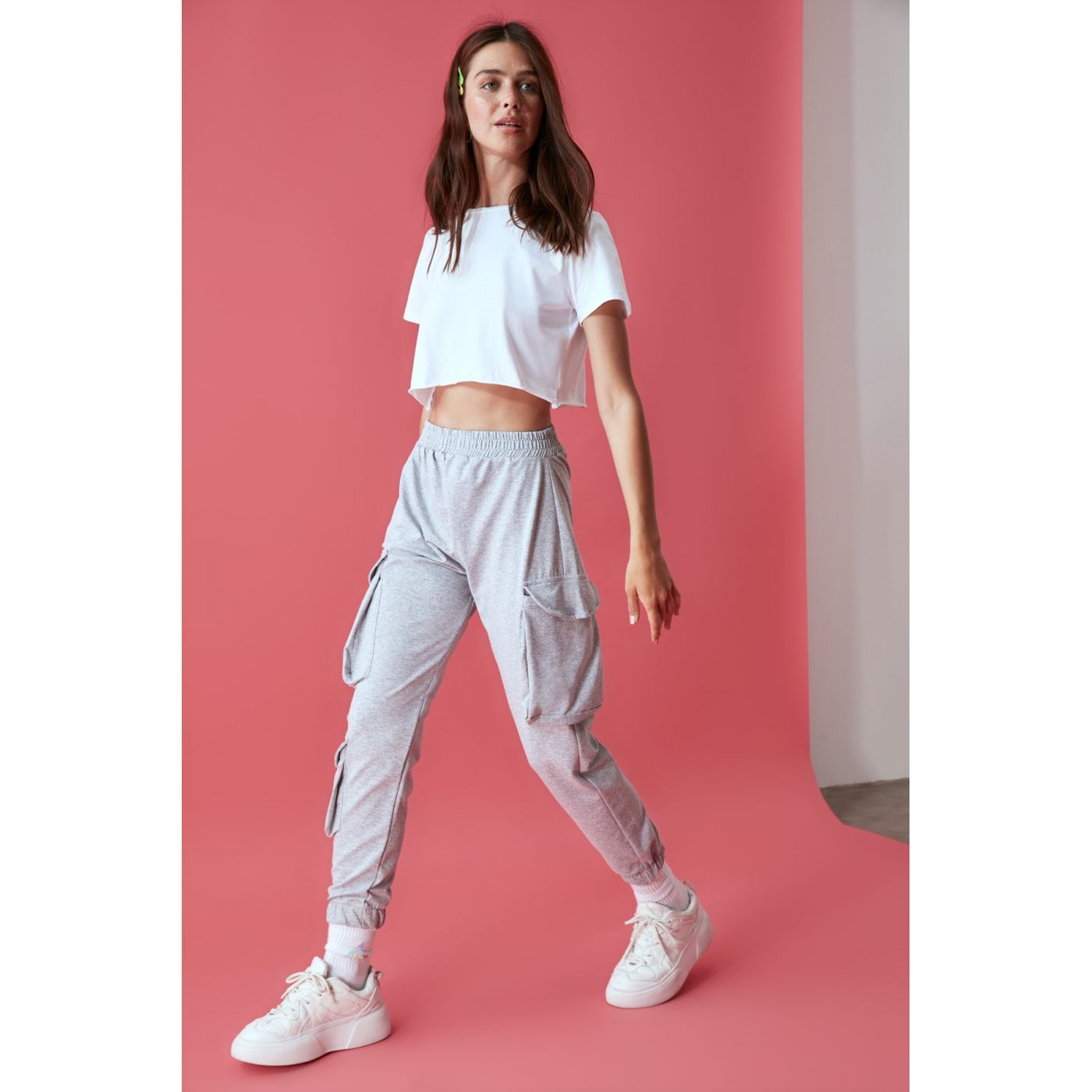 Trendyol Grey Cargo Pocket Detailed Knitted Tracksuit bottom