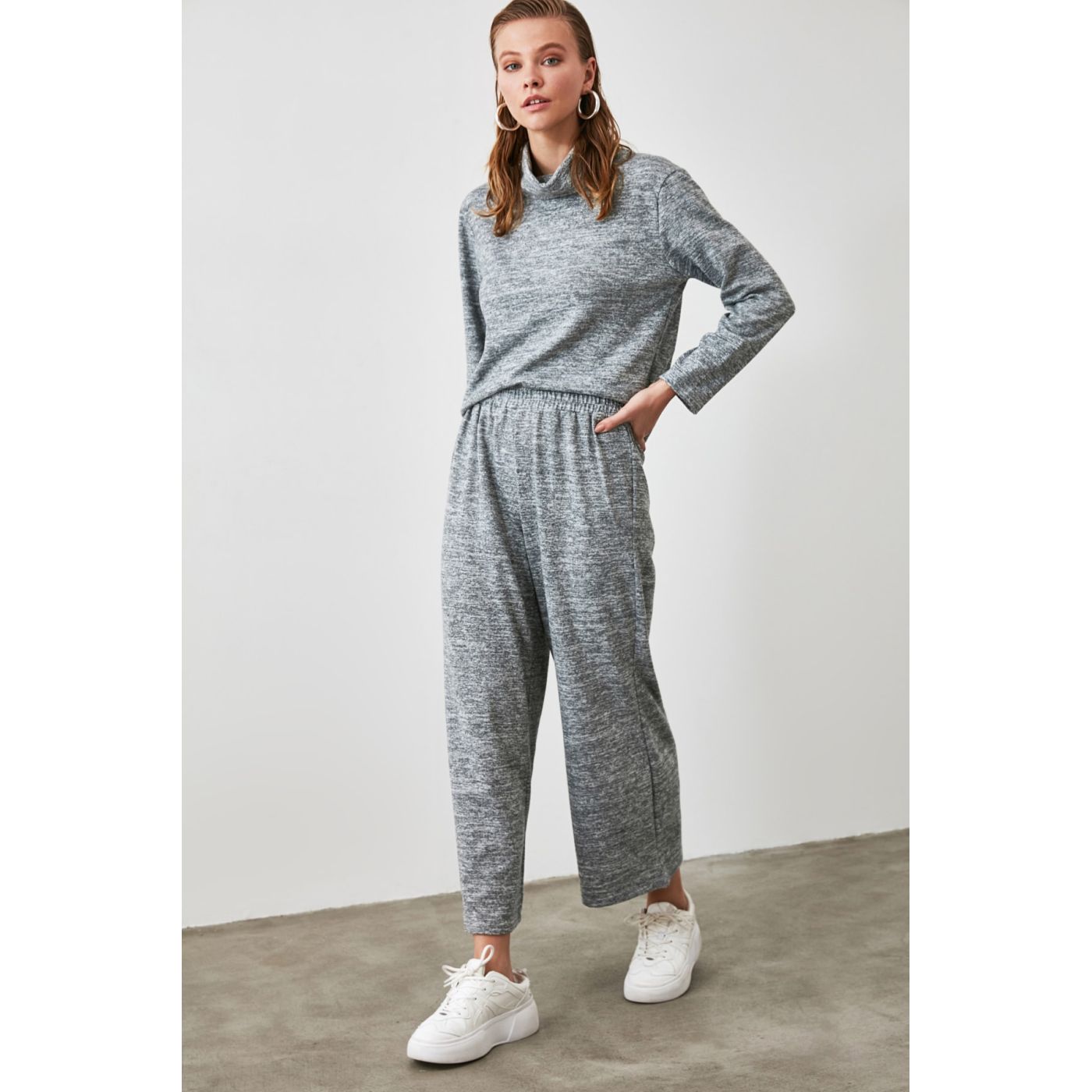 Trendyol Grey Baggy Rag Knitted Tracksuit bottom
