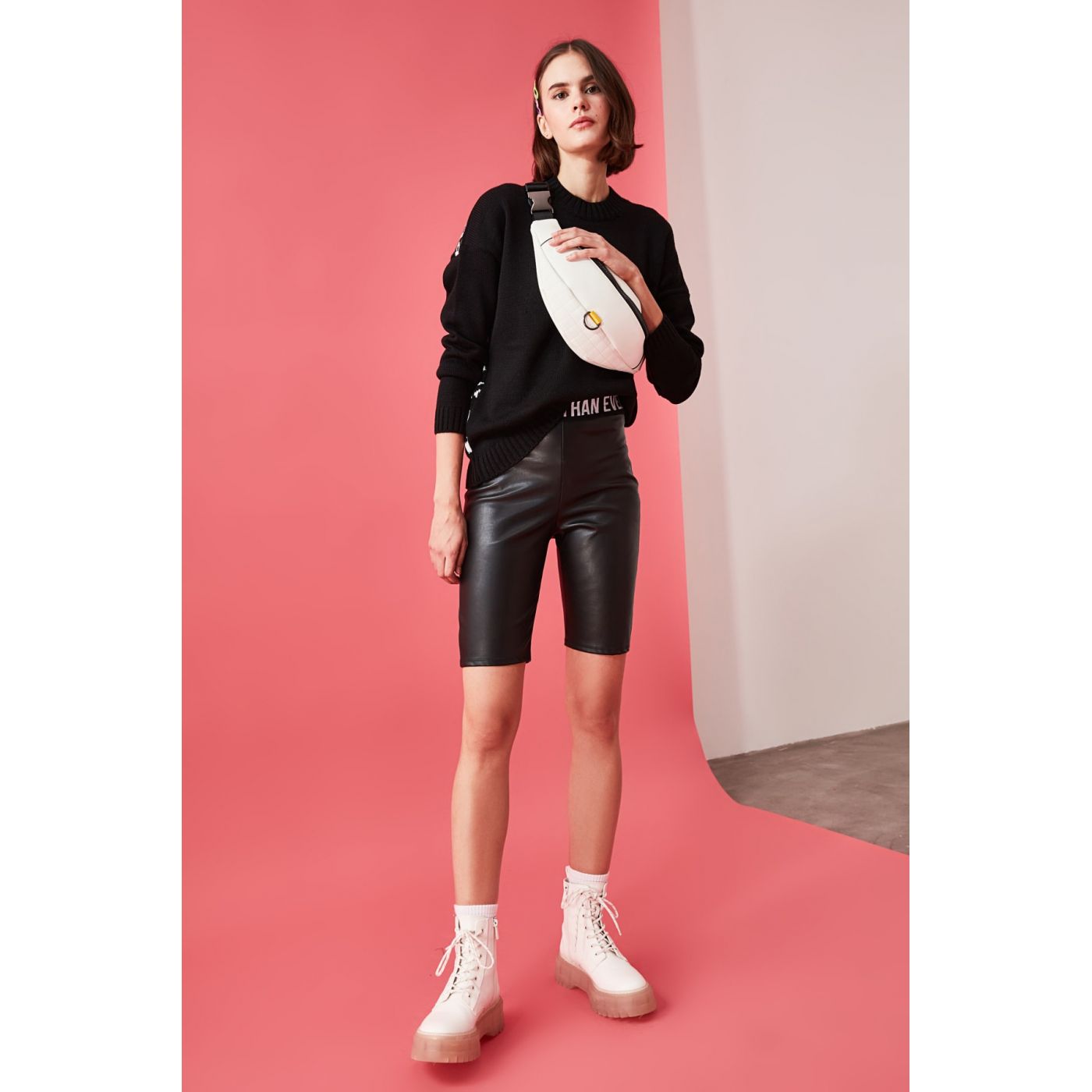 Trendyol Black Jacquard Knit Sweater