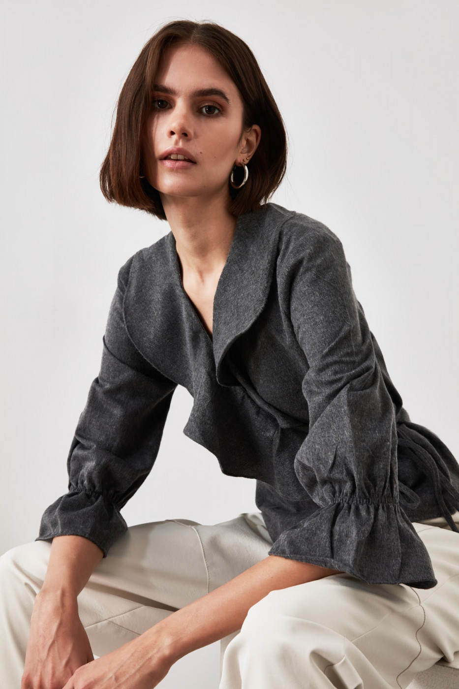 Trendyol Anthracite Collar Detailed Blouse
