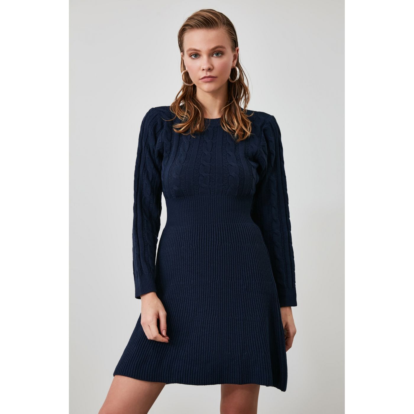 Trendyol Navy Knitted Detailed Knitwear Dress