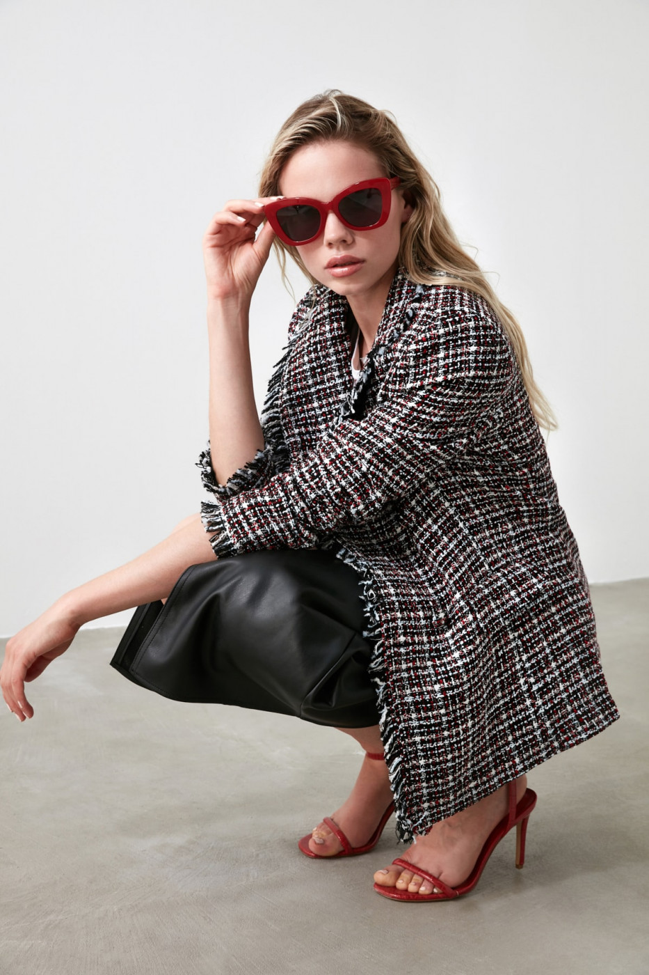 Trendyol Multi-Colored Tweed Jacket Coat