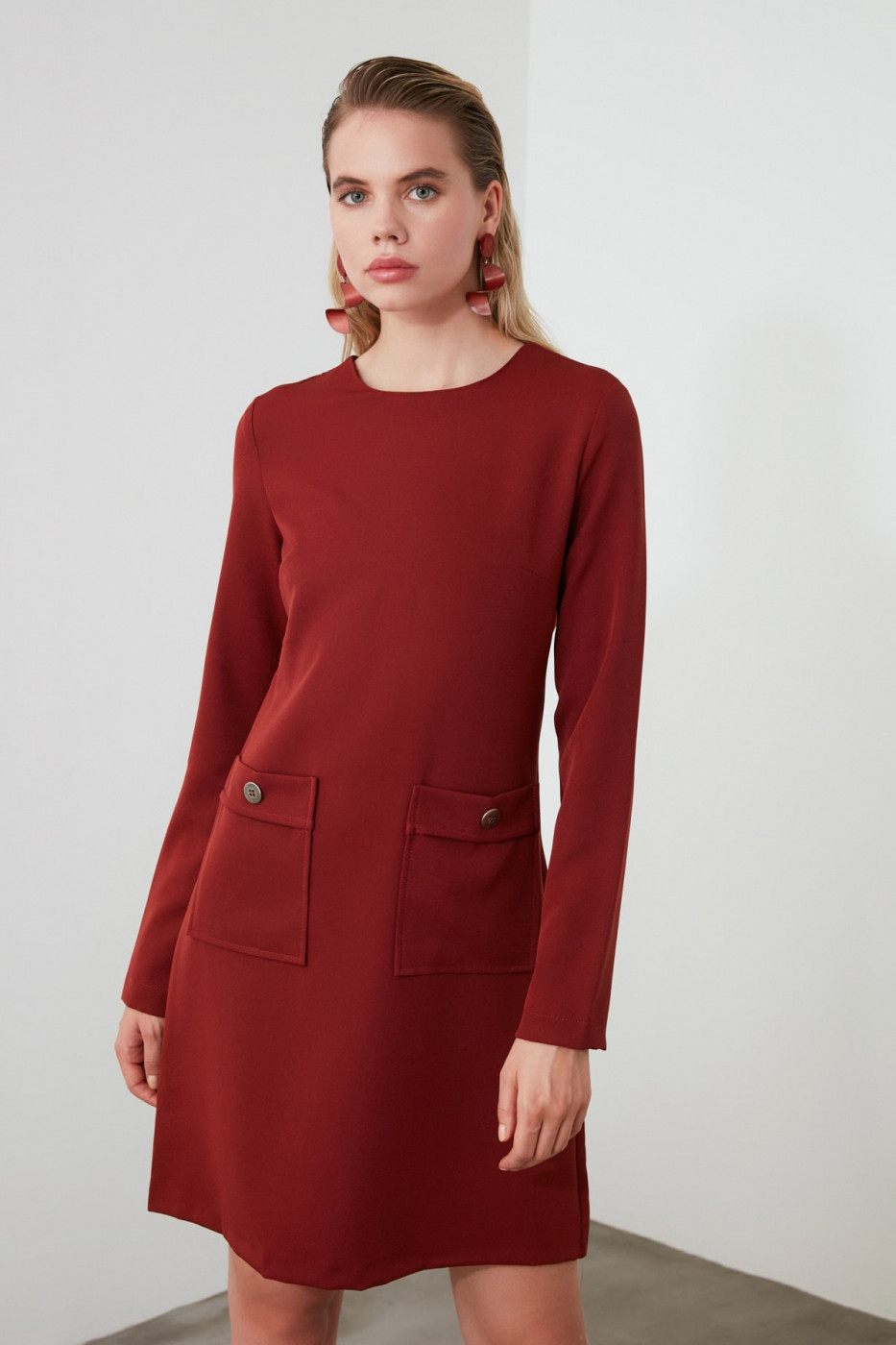 Trendyol Brown Pocket Detail Dress